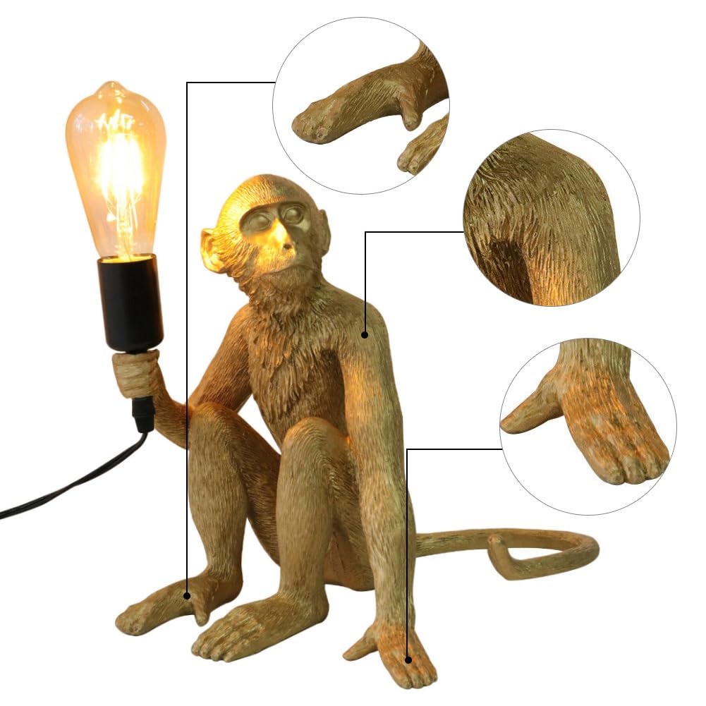 Luvcmft Modern Monkey Table Lamp, Animal Table Lamp, Creative Lighting Fixtures For Living Room Bedroom Dormitory Kids Room (Gold)