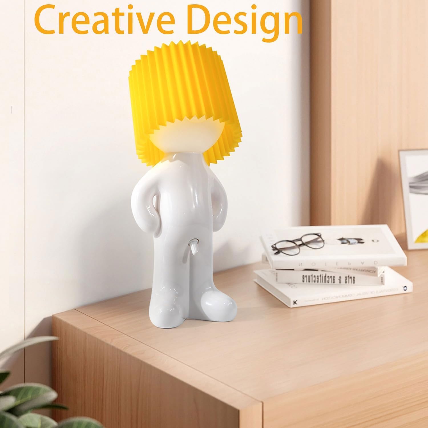 Qfily Shy Boy Table Lamp, Little Shy Man Creative Funny Night Light, Rechargeable Bedside Lamp, Perfect Christmas And Valentine'S Day Home Decor Novelty (White)