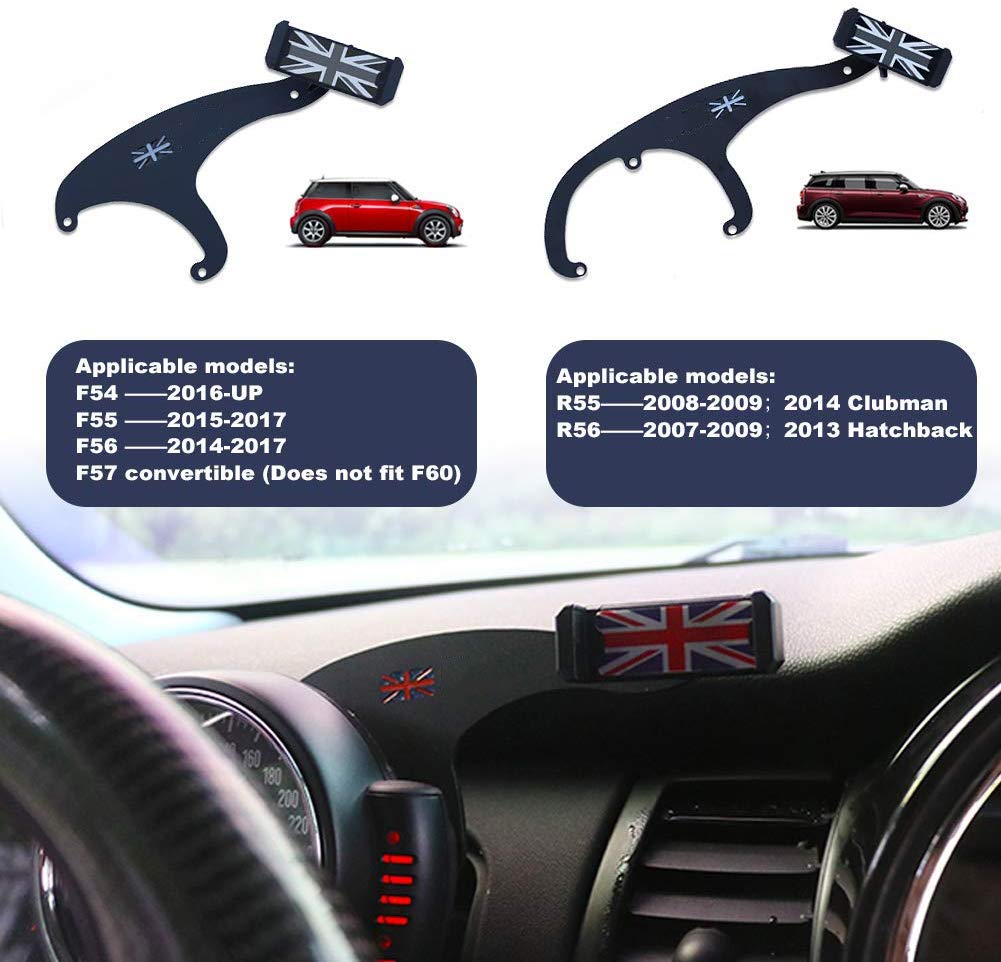 Pgone Smartphone Cell Phone Holder With Cradle Rotatable Clip (Union Jack Flag Style, 3.5-5.5 Inch Phone) For Mini Cooper R55 R56, 1 Pack (Red & Blue Union Jack Flag Style)