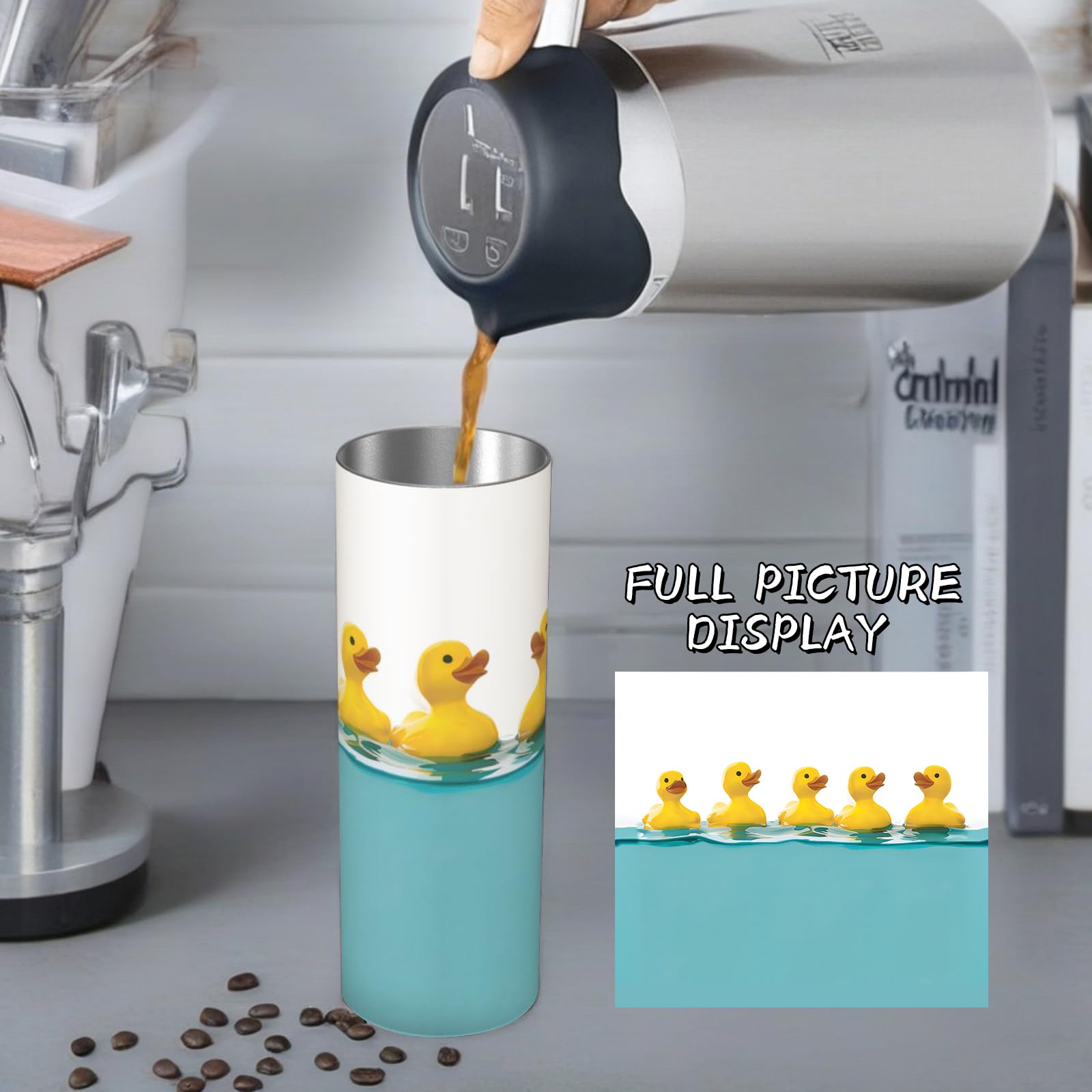 Cute Rubber Duck Stainless Steel Insulated Tumbler With Lid - 20Oz Yellow Ducks Travel Mug