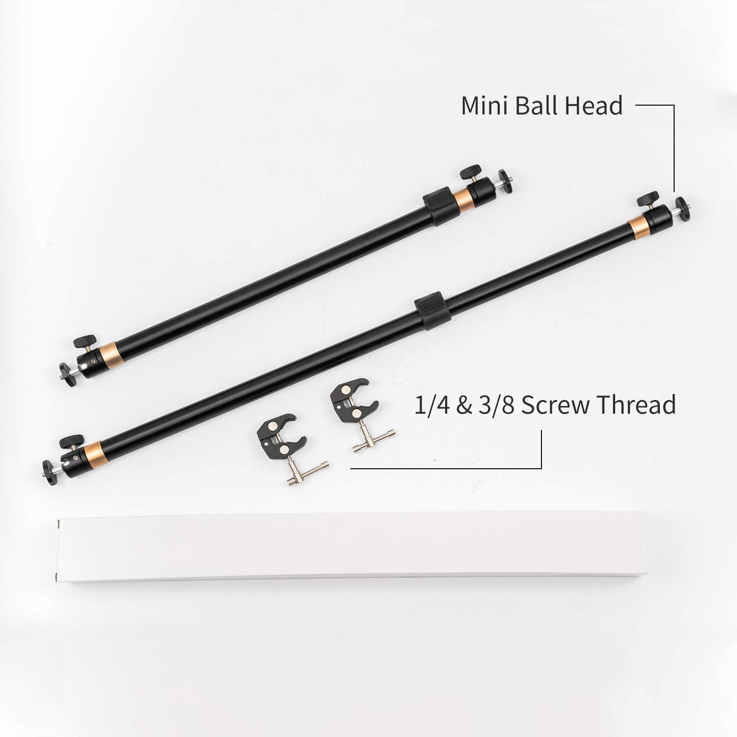 Akuge Tripod Stability Arms For Slider Camera Dolly Track Rail Increasing Stability Lightweight Adjustable Length (2 Arm In) - Akuge