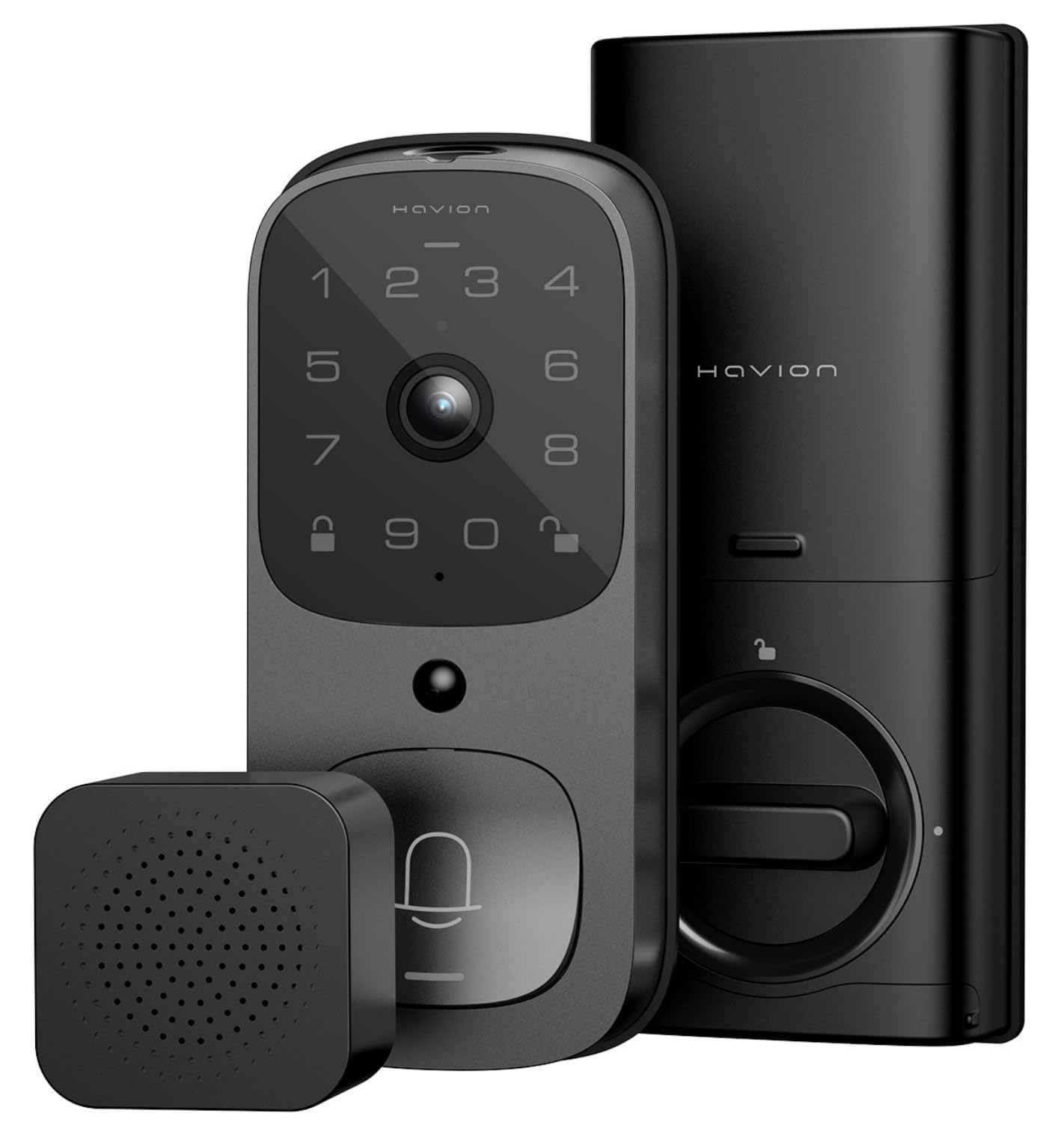 Havion Deadbolt Smart Lock W/Camera - By Niu Inno., Incl. Chime, 3-In-1 Wi-Fi Deadbolt+Camera+Video Doorbell Keyless Fingerprint Lock For Entry Front Door, 32Gb Emmc, 10000Mah, 2K Qhd & 170° View