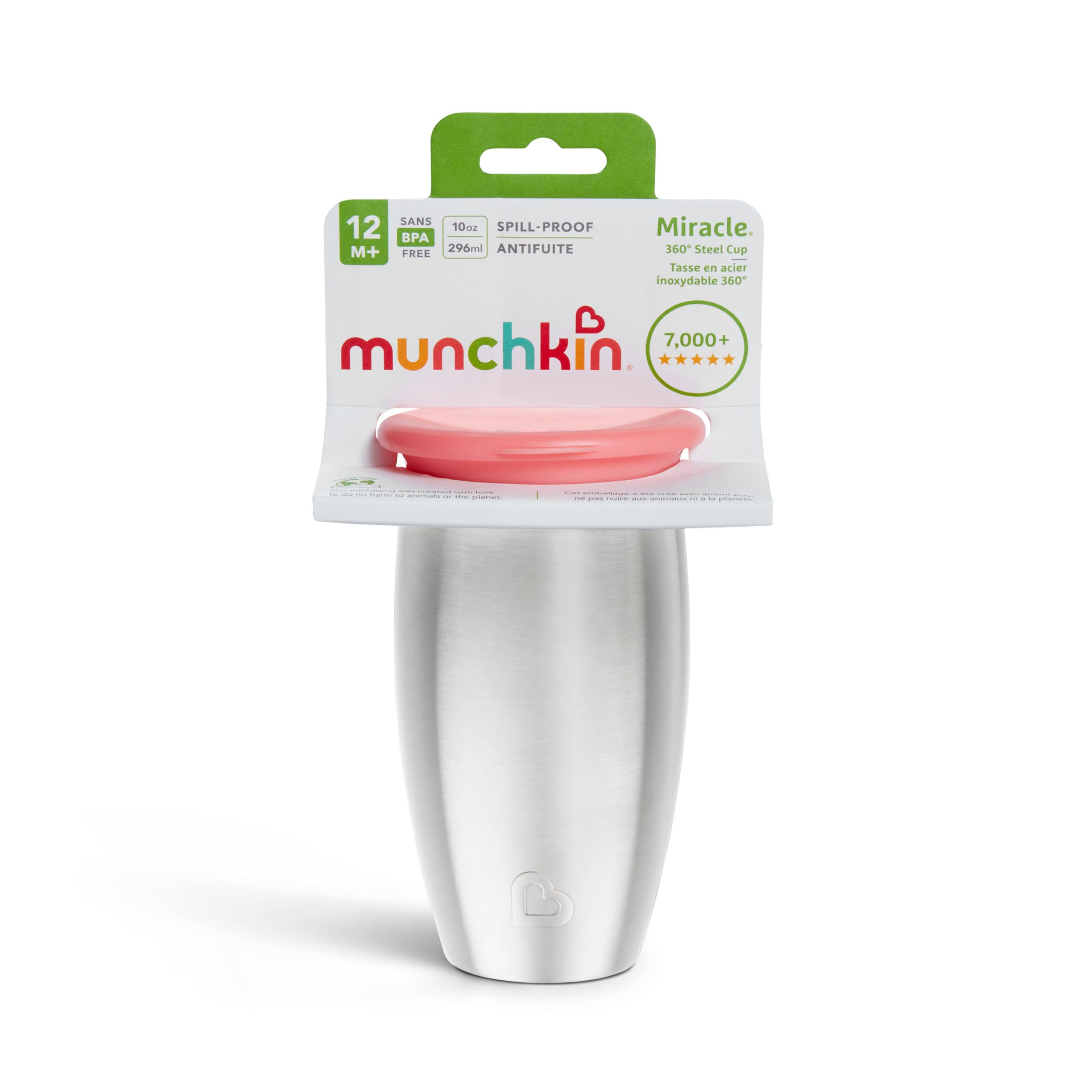 Munchkin Stainless Steel Sippy Cups For Toddlers 1-3, Spill Proof Miracle 360 Cup, Insulated