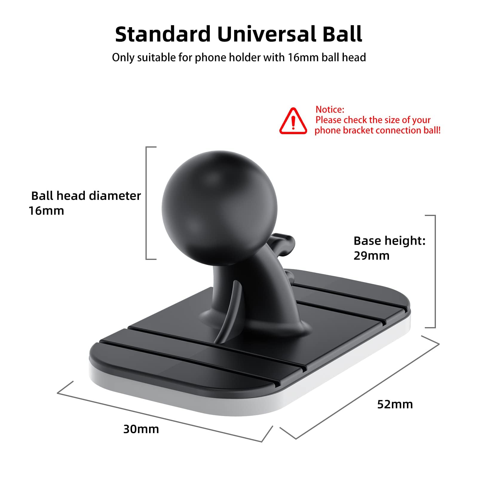 Ohlpro 3M Vhb Sticky Adhesive Pads Replacement For Magnetic Phone Car Mount - Dashboard Sticker With 16Mm Ball Diameter