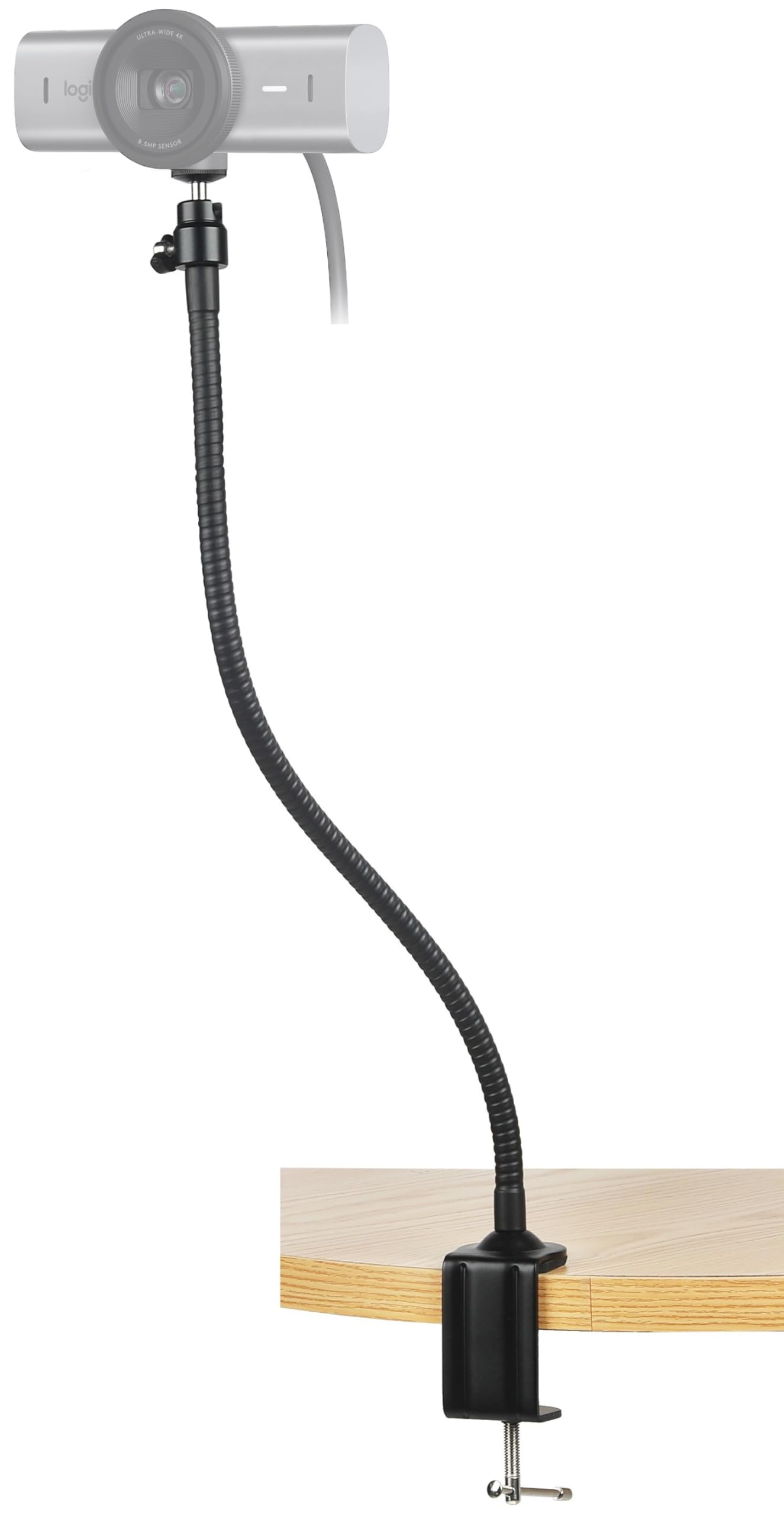 Acetaken 25 Inch Flexible Desktop Jaw Long Arm Clamp Mount Holder Stand Compatible With Logitech Mx Brio 4K, Brio 4K, Brio 500 Webcams