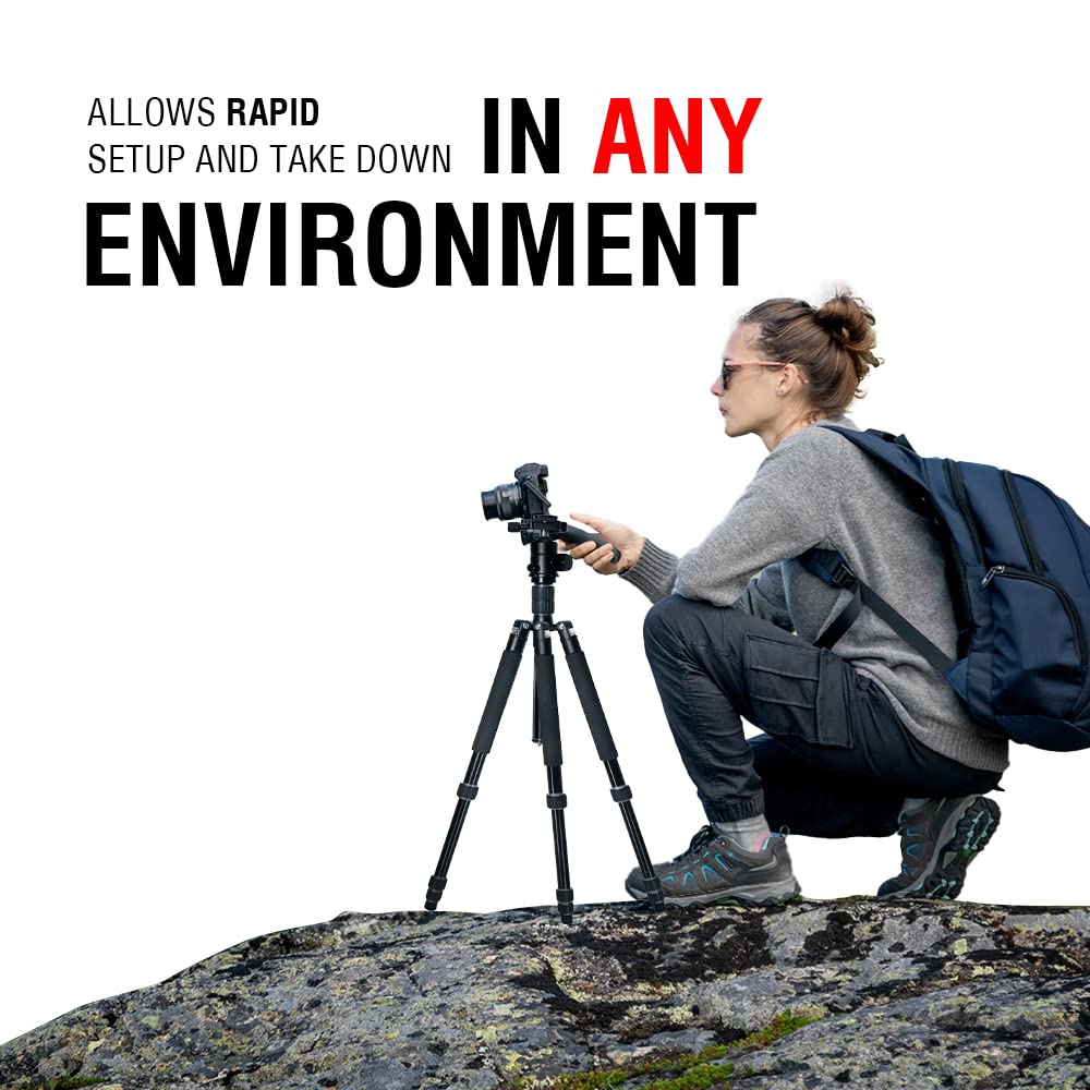 Vidpro Venturemaxx At-77 Professional 77-Inch Aluminum Travel Tripod And Monopod In One With Ball Head - Compact And Lightweight Complete Tripod Unit With Quick-Release Plate Comes With Carrying Case