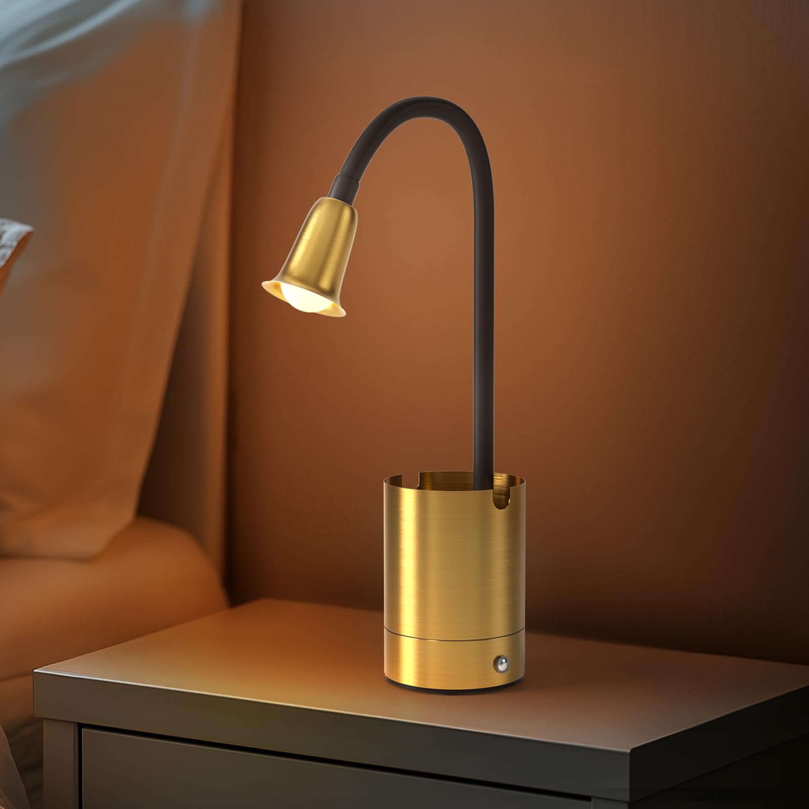 Eoeyyoyb Desk Lamp With Organizer, 3 Levels Dimmer Light Eye Protection Vintage Lamps For Home Office Bedroom Study Room Living Room Nightstand Bedside, Gold