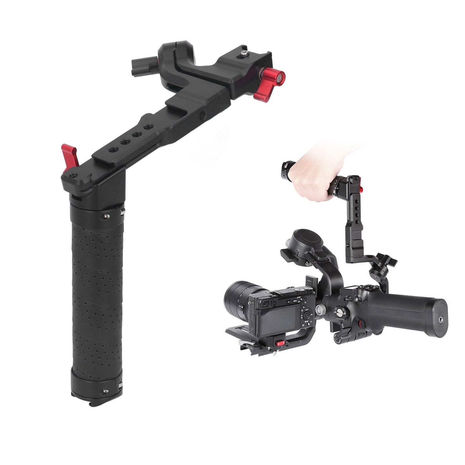 Zunate Stabilizer Foldable Handle, Aluminum Alloy Adjustable Handheld Extension Bracket Sling For Rs2 Rs3 Mini, With Multiple Expansion Interfaces For Monitors, Microphones, Lighting