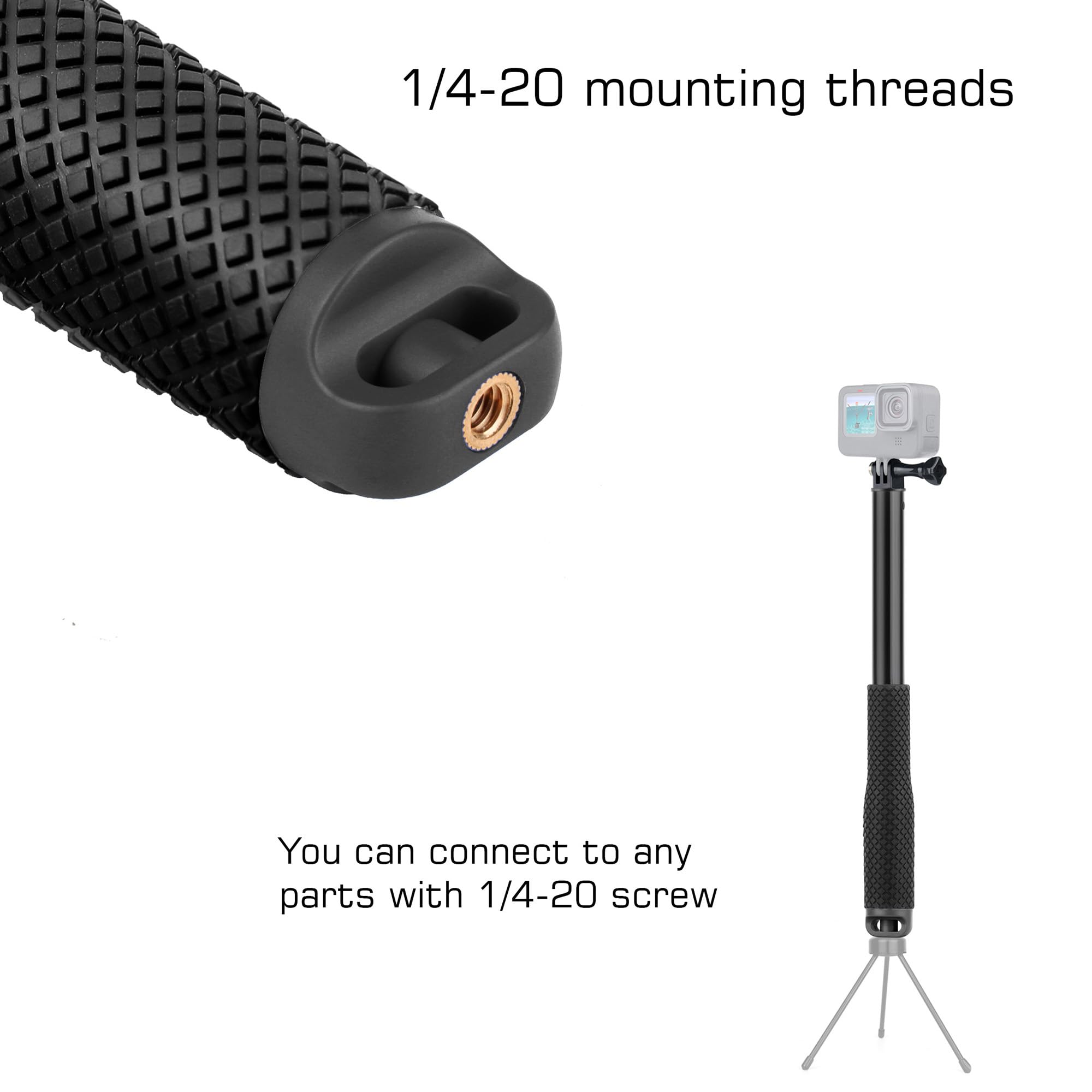 Gepuly Waterproof Selfie Stick Pole Hand Grip Adjustable Underwater Monopod For Gopro Hero 13 12 11 10 9 8 7 6 5 Akaso Dji Osmo 5 Pro Action Camera Black