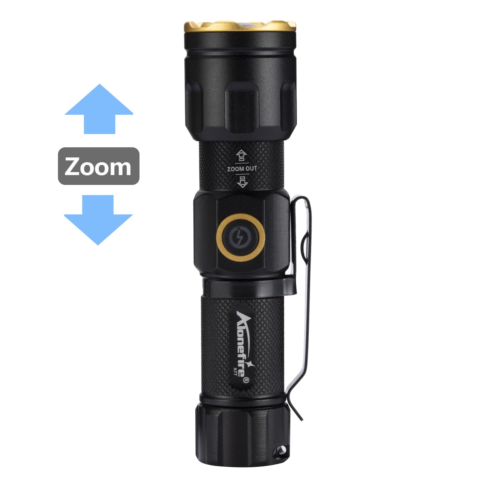 Alonefire X77 Led Mini Flashlight High Lumens Usb C Rechargeable Zoom Small Flashlight Bright Lightweight Pocket Size Long Range With 5 Light Modes Magnetic With Clip, Rechargeable Battery For Edc