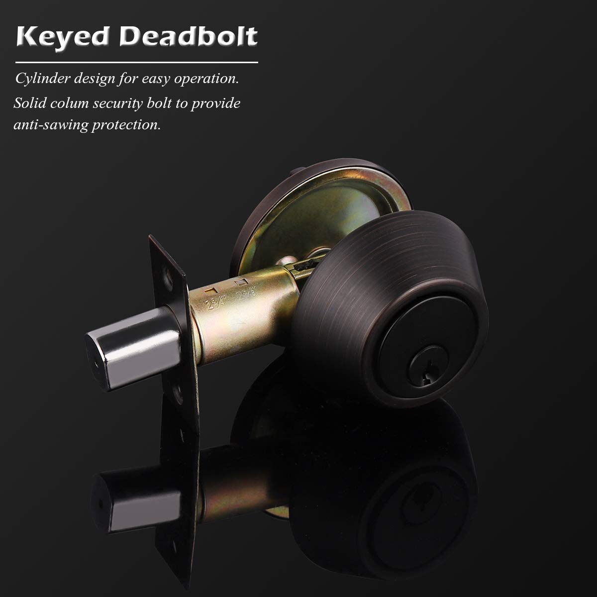 Gobrico 3 Keyed Alike Double Cylinder Deadbolts, Exterior/Interior Door Deadbolt Locks, Oil Rubbed Bronze Finished, With Same Key, Keyed Both Sides