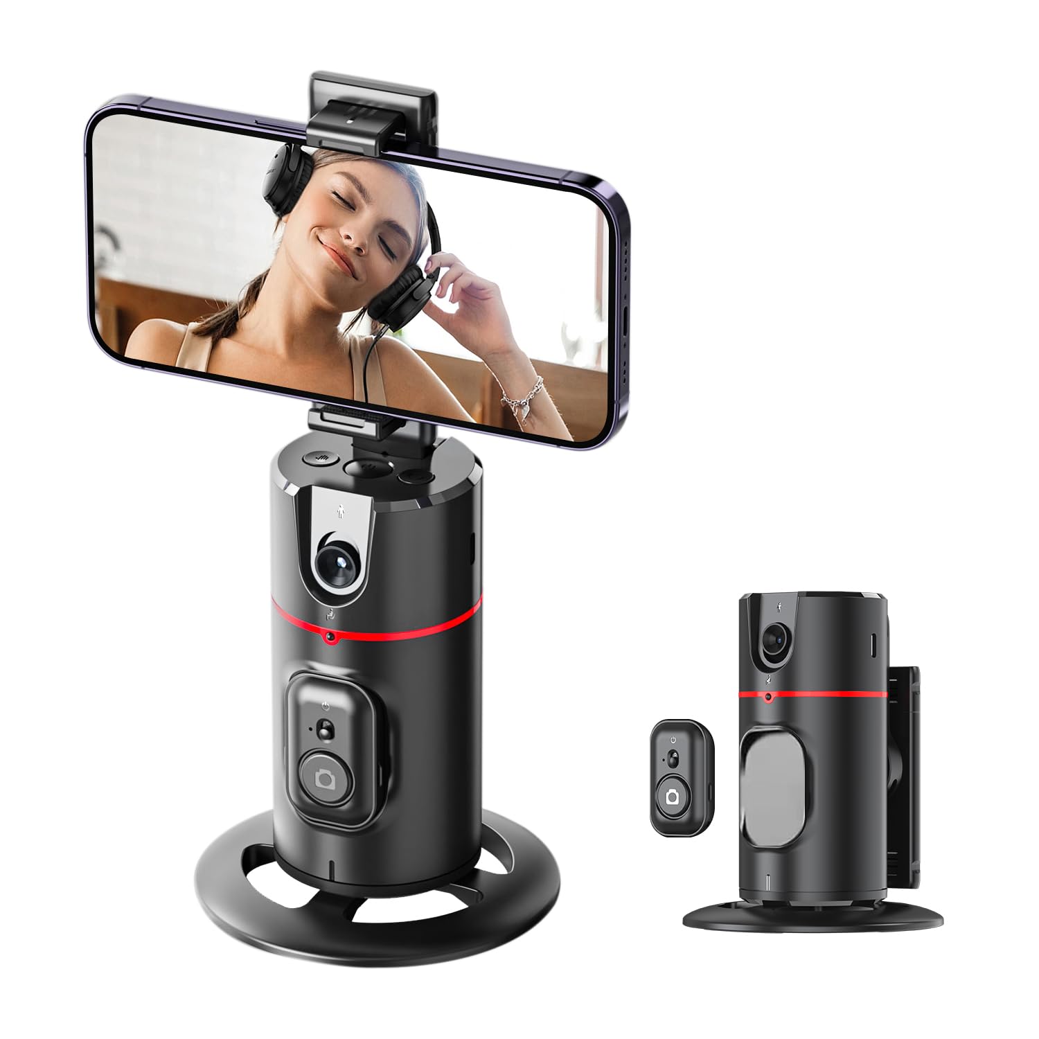 Afarer Auto Face Tracking Phone Holder 360° Rotation Phone Camera Mount, Face Body Tracking Phone Holder Foldable, Gesture Control 360 Rotation Tripod For Vlog, Tiktok, Live Stream, No App