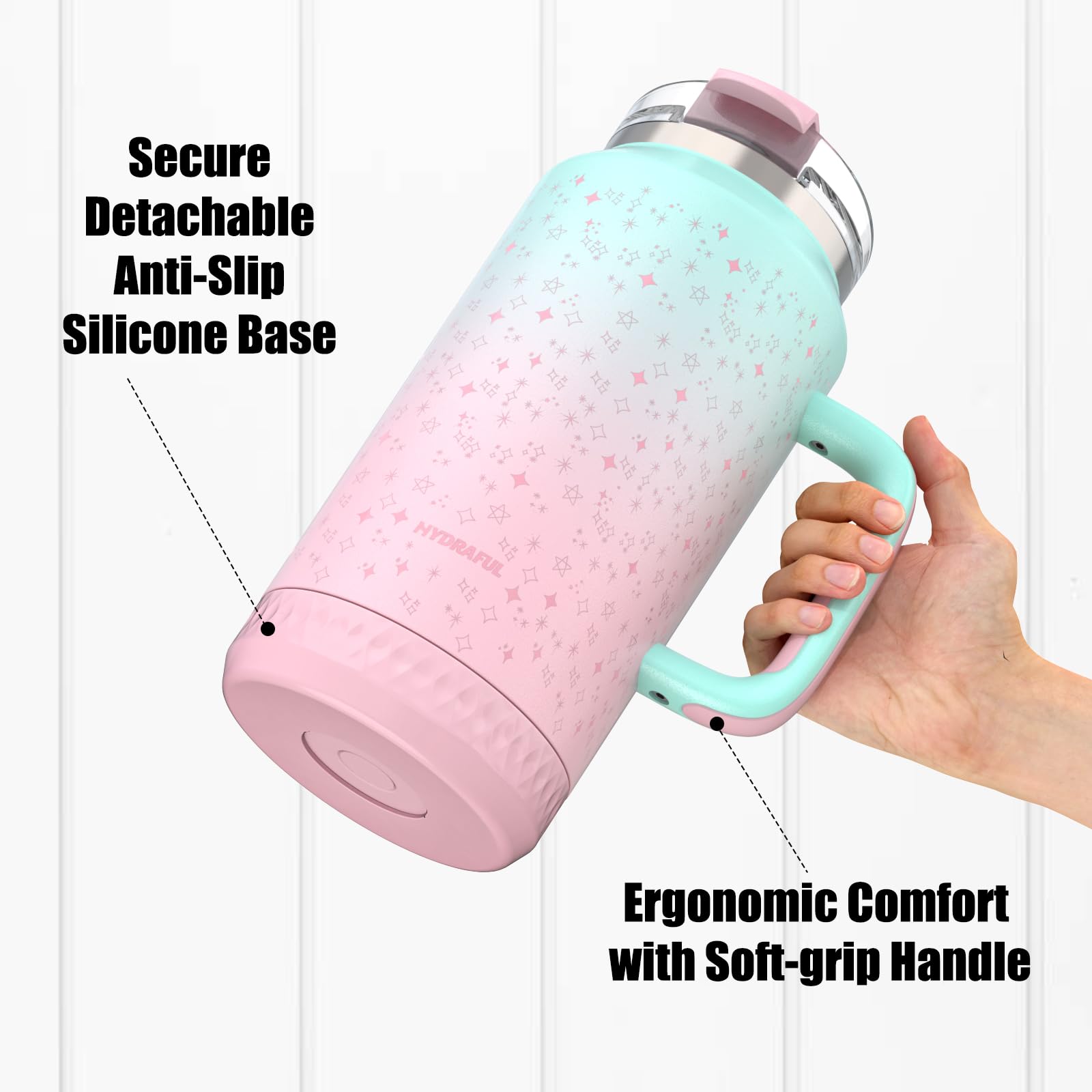 Hydraful 64 Oz Tumbler With Handle And Straw - 100% Leak-Proof - Insulated Cup Reusable Stainless