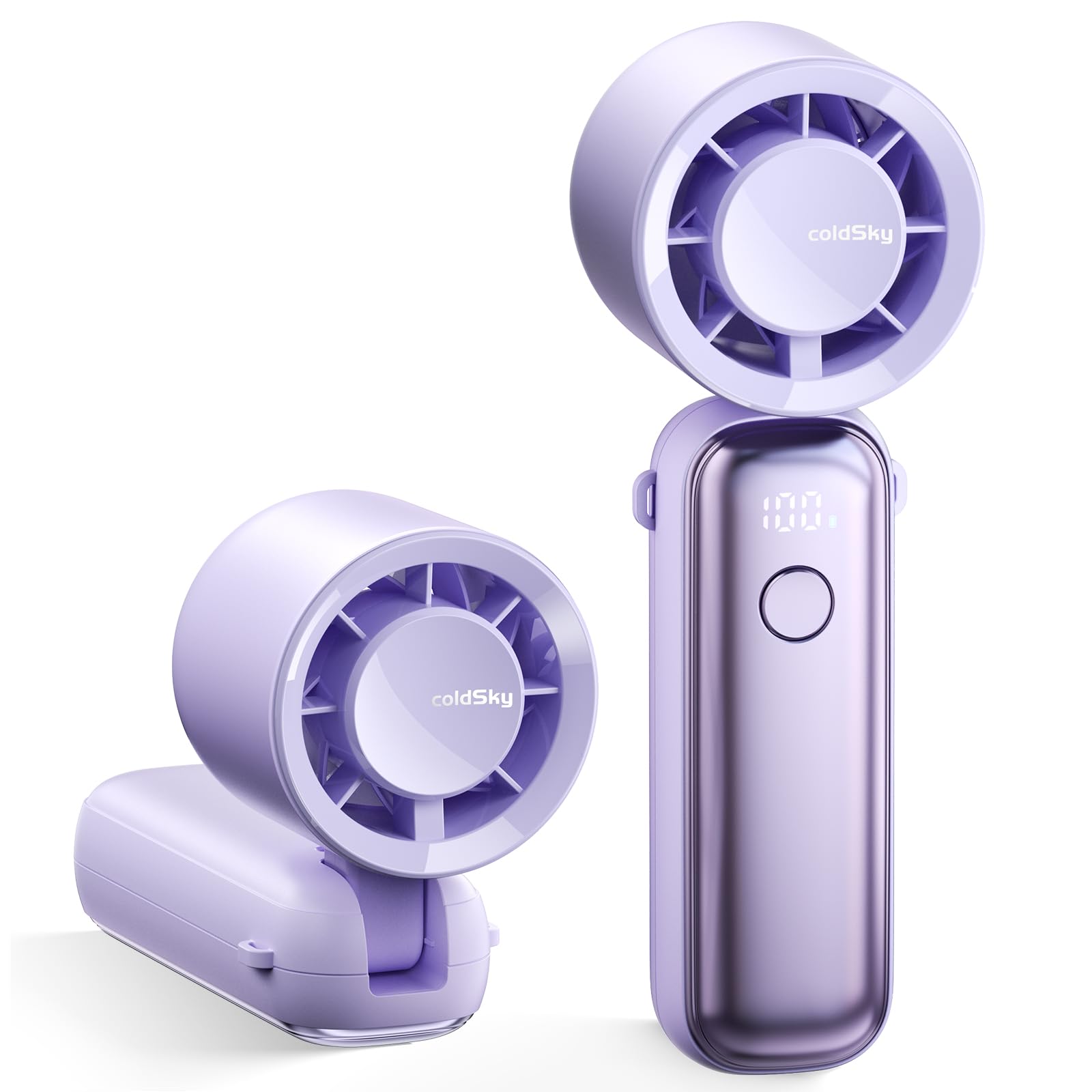 Portable Handheld Turbo Fan, 5000Mah Rechargeable Fan With 6 Speeds, Foldable Neck/Desk Fan - Koospark