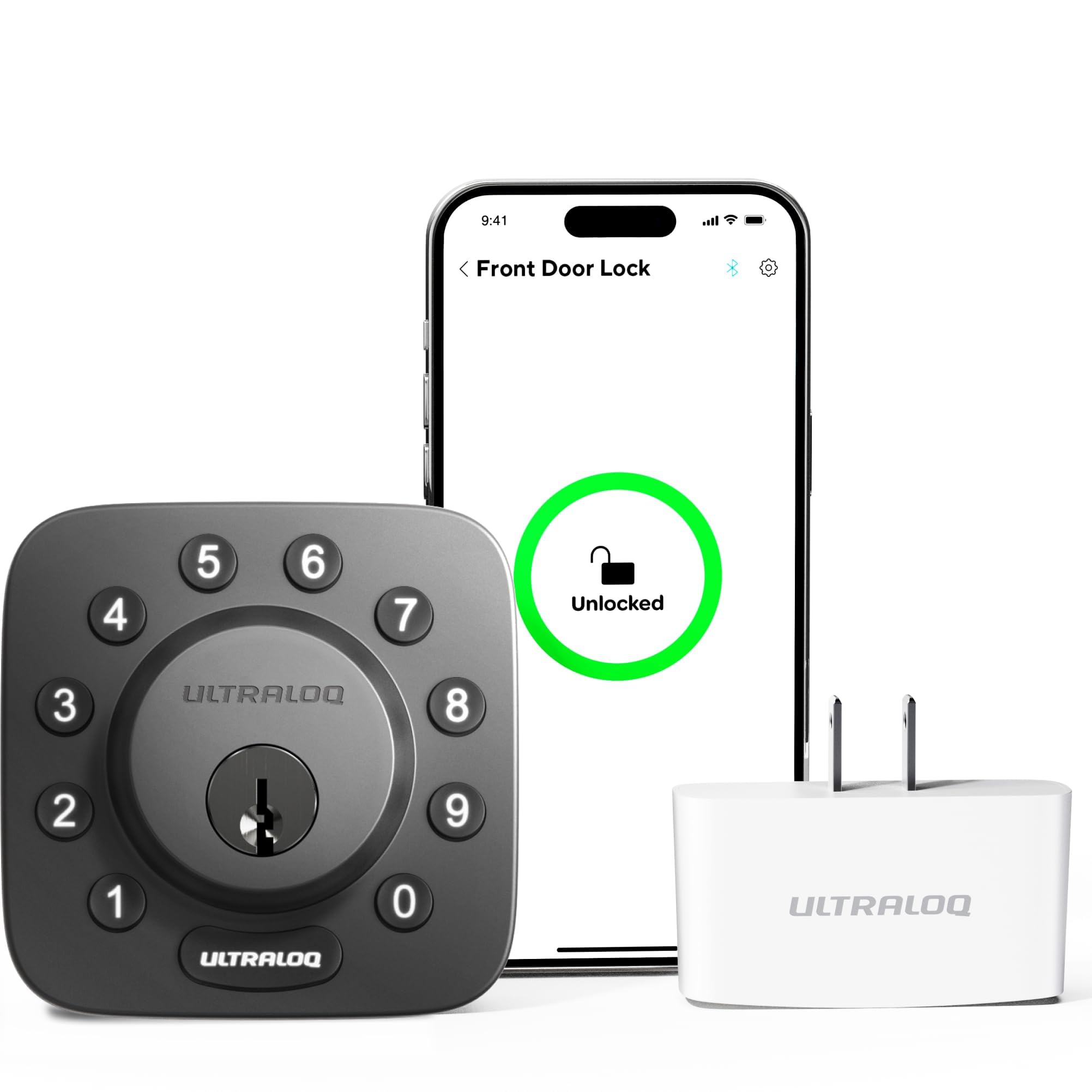 Ultraloq Smart Lock, U-Bolt + Bridge Wifi Adaptor, 5-In-1 Keyless Entry Door Lock With Wifi, App, Bluetooth And Keypad, Locks For Front Door, Deadbolt, Ansi Grade 1 - Black