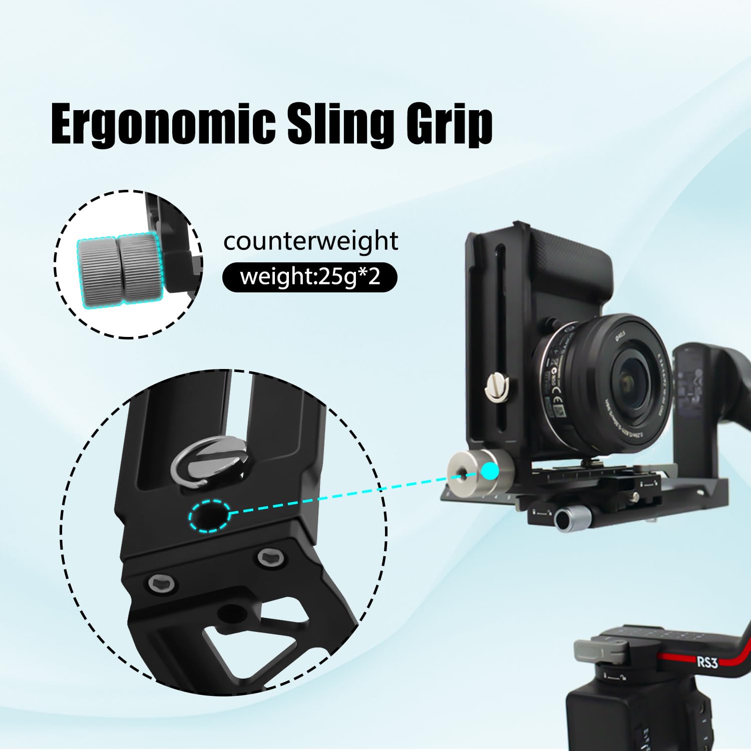 Wewoga Aluminum L Bracket Horizontal Vertical Switching Gimbal L Handle Camera Quick Release Tripod Plate Compatible With Dji Ronin Rs2/Rsc2/Rs3/Rs3 Pro Gimbal Stabilizer Camera Tripod