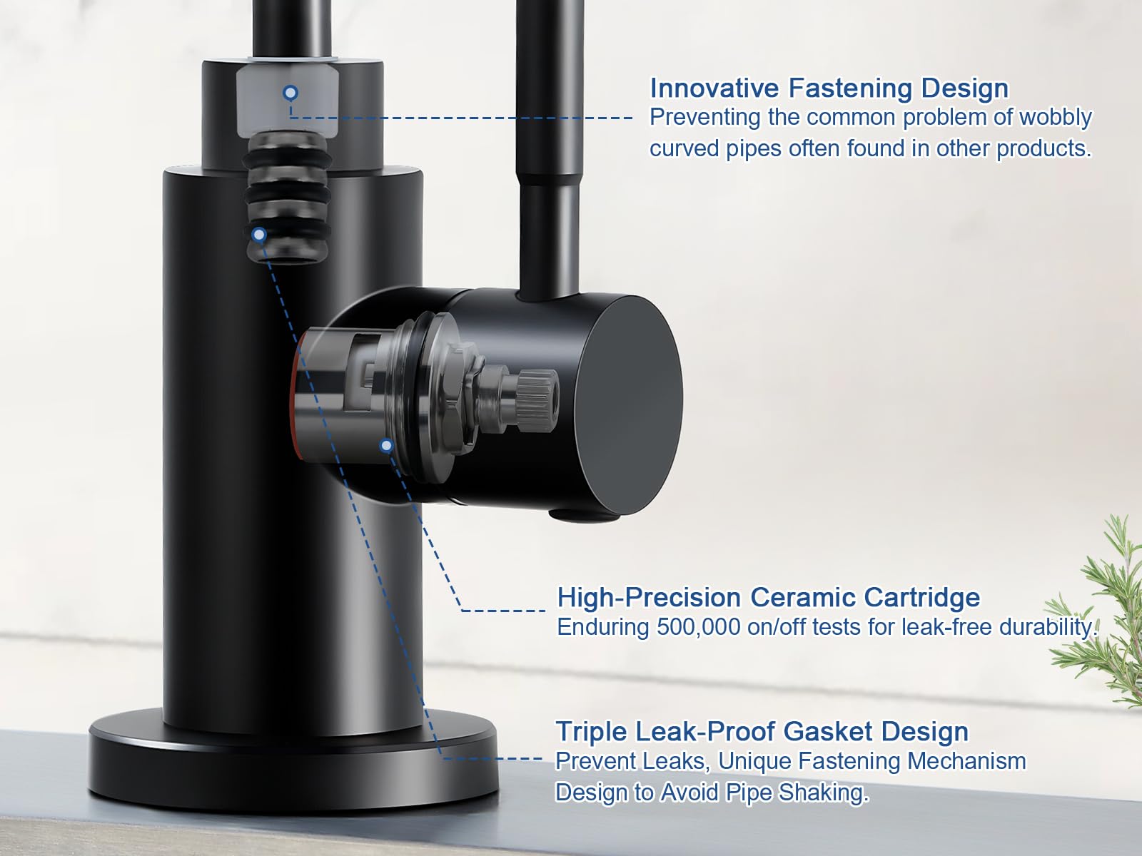 Vmasstone Water Filter Faucet, Reverse Osmosis Faucet Fits Most Ro Units Or Water Filtration System In Non-Air Gap, Lead- Stainless Steel Drinking Water Faucet For Bar Kitchen Sink, Rv (Dm001 Mb)