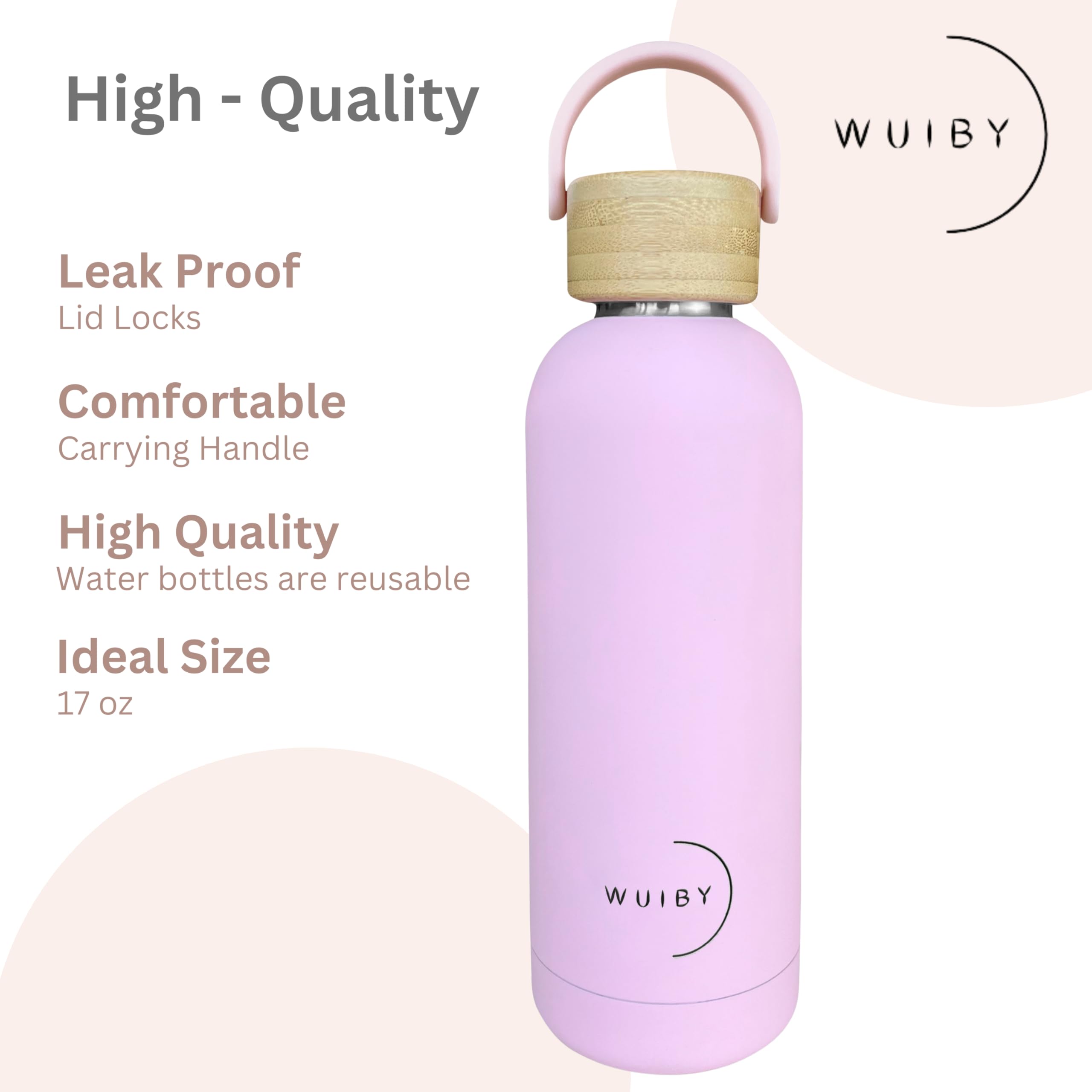 Insulated Stainless Steel Water Bottle - 17Oz - Bamboo Lid – Leak Proof Double Wall Travel, 12 Oz