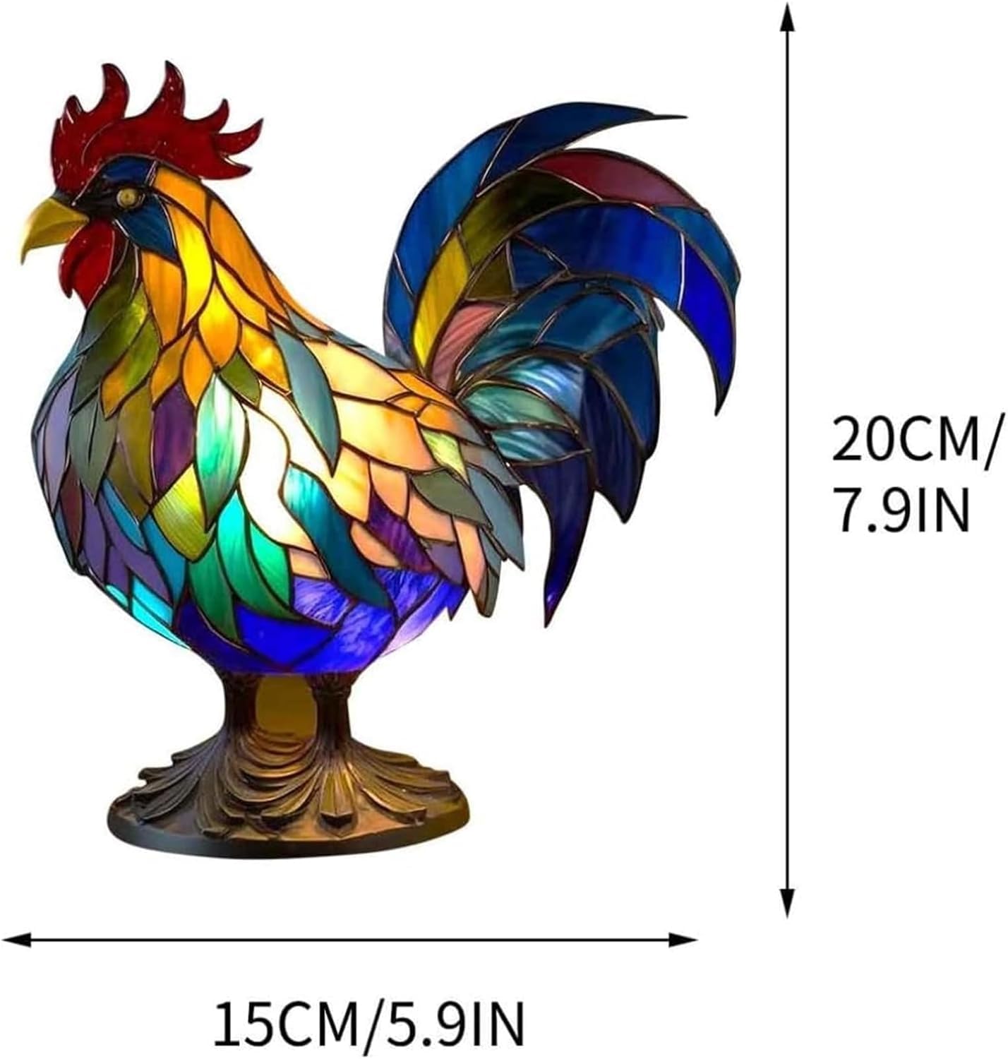 Dysel Animal Table Lamp Series, Stained Resin Animal Night Light (Rooster, Cat, Dragon, Wolf, Dolphin, Horse, Owl, Turtle)