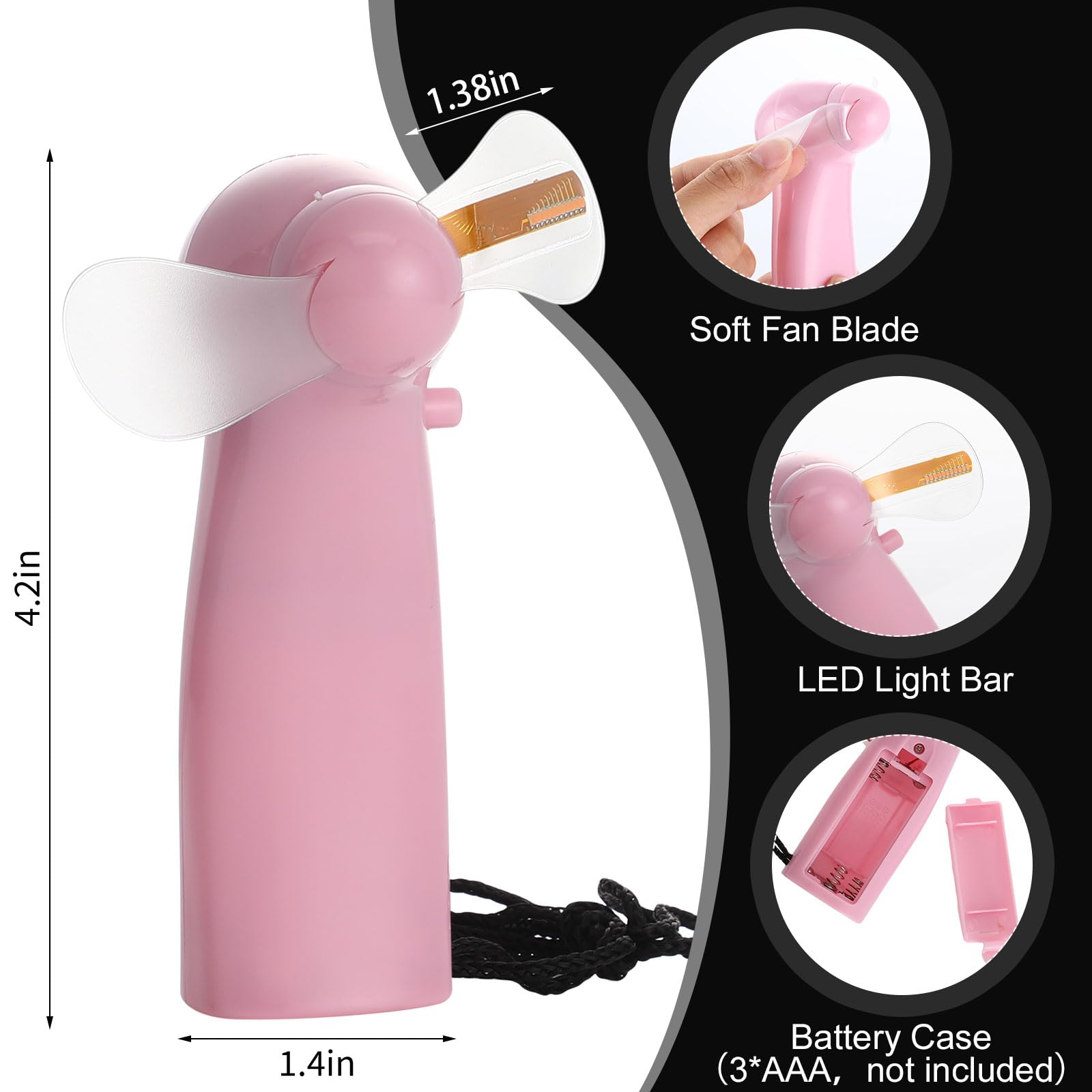 Battery powered mini fans with LED display ideal for parties events and gifts