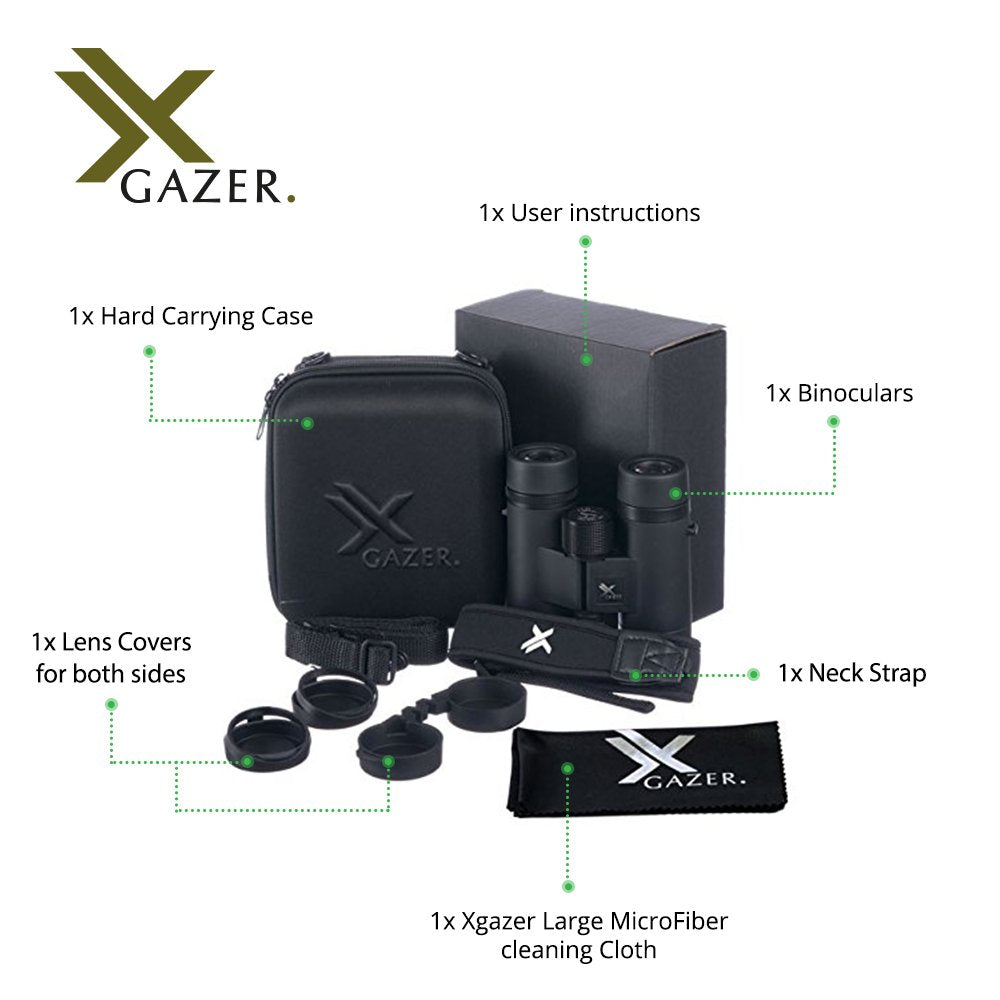 Xgazer Optics 8X32 Ultra Hd Certvision Binoculars, Anti-Reflective Lenses Waterproof, Fogproof, Rainproof  Hunting, Safari, Birding, Bird Watching, Sporting Events  Incl. Strap, Hard Case, Covers