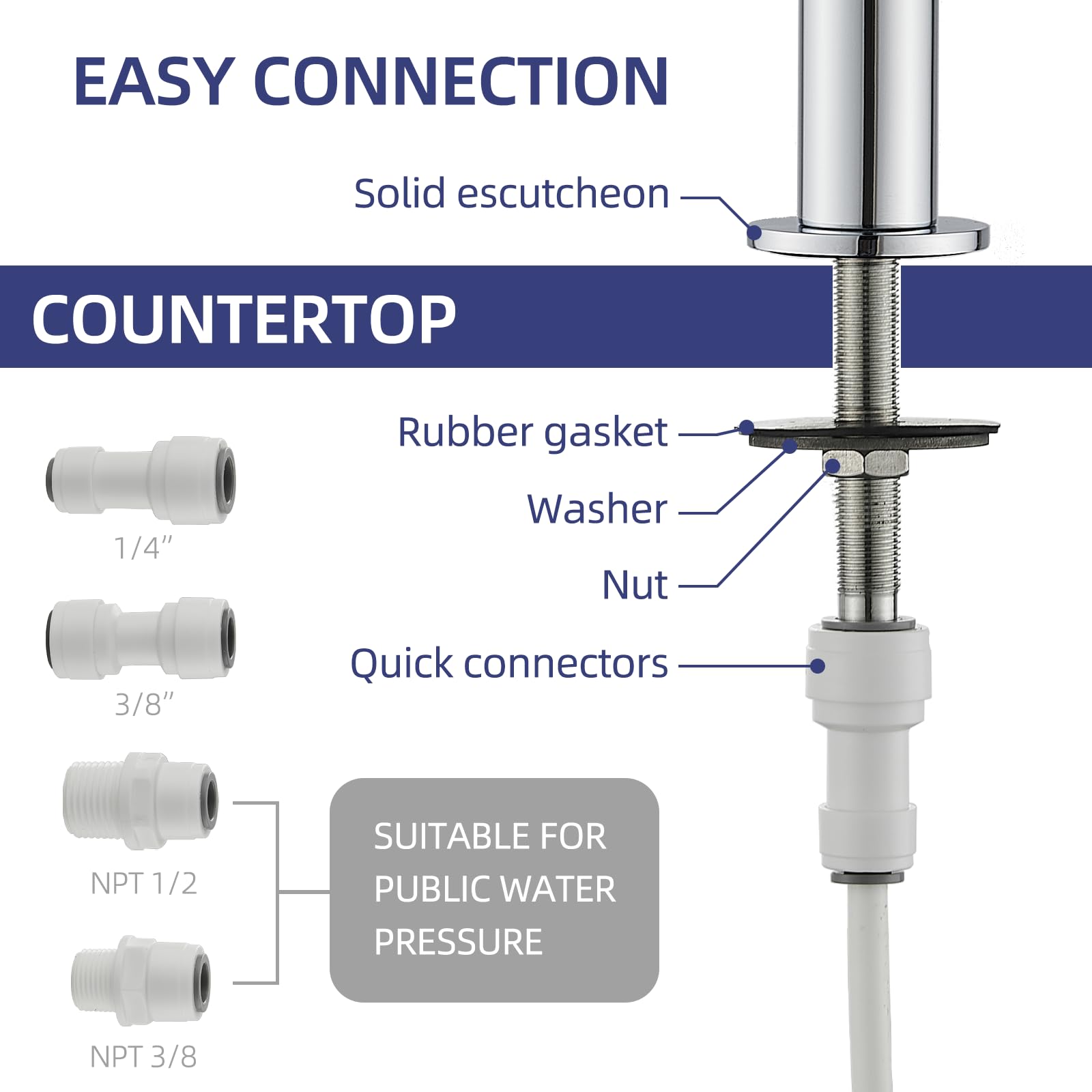 Zhibai Drinking Water Faucet For Kitchen Sink,Pure Water Filter Faucet Stainless Steel For Reverse Osmosis And Water Filtration System, Lead- Non-Air Gap Ro Faucet, Versatile Slim Faucet, Sliver