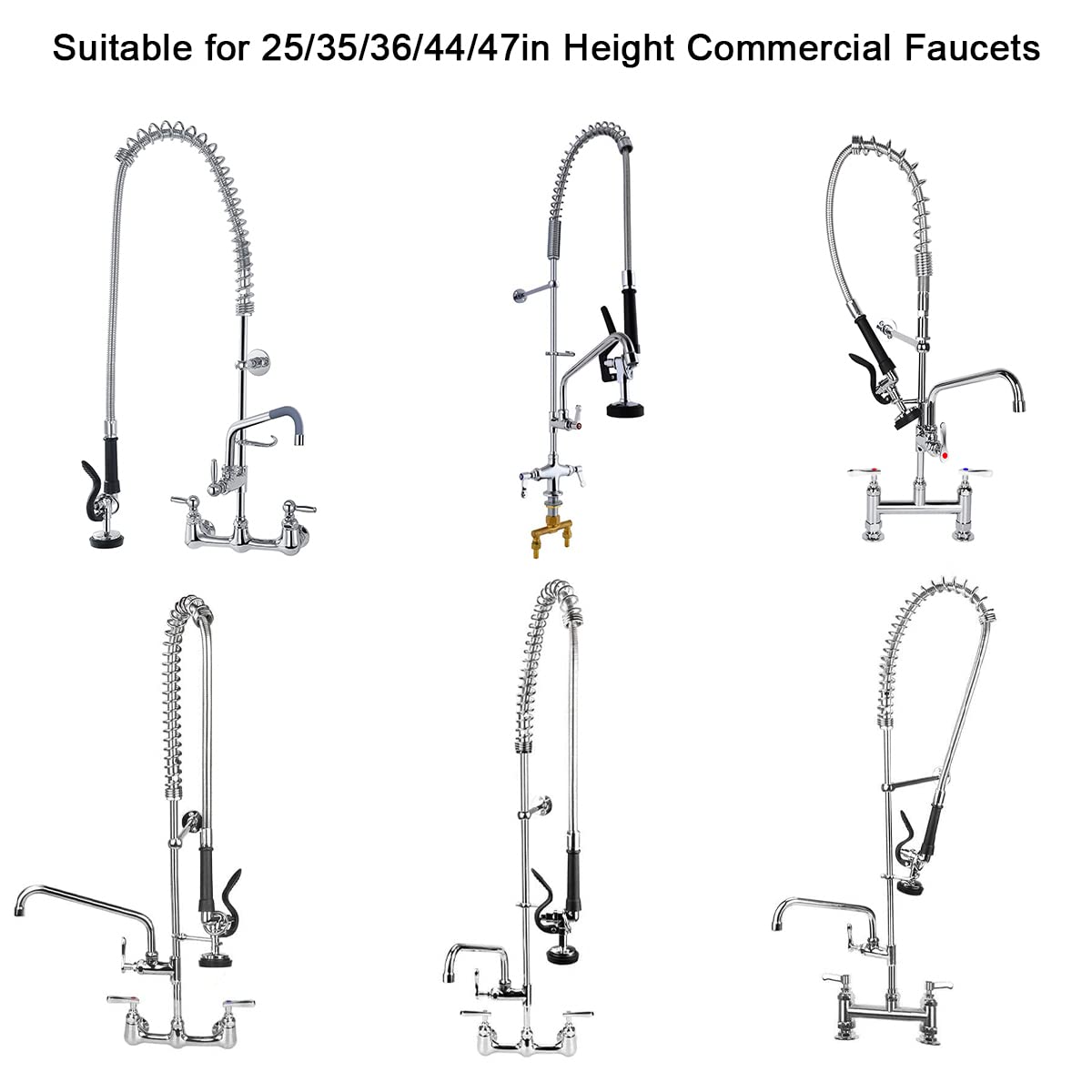 Abboraunt Pre-Rinse Hose With Spray Valve 60 Inch Flexible Stainless Hose Pre Rinse Sprayer Nozzle Head Replacement Kit For Industrial Restaurant Commercial Kitchen Faucets