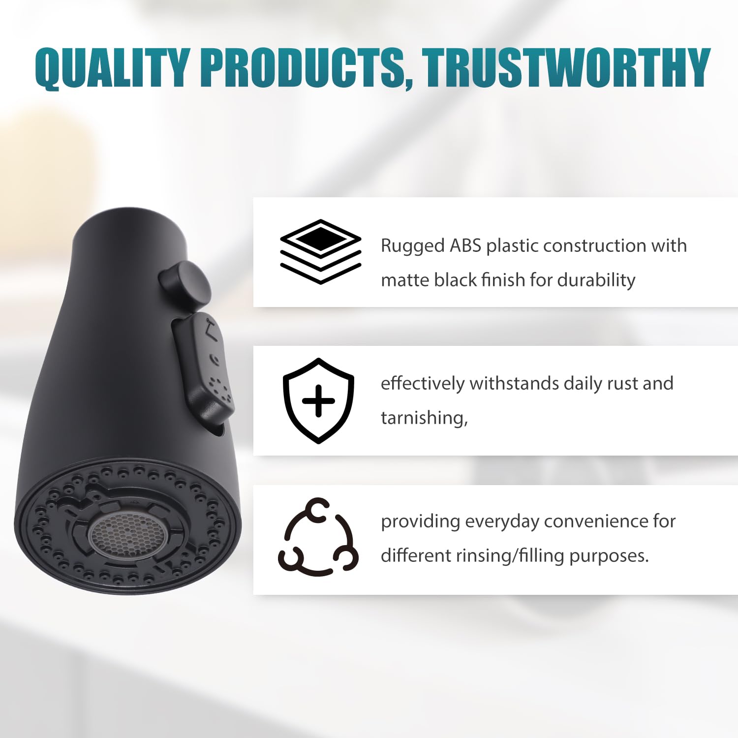 Hoozivt Kitchen Sink Faucet Replacement Parts, 4 Function Nozzle With 11 Adapters Compatible With Multiple Kitchen Sink Faucets, Easy To Replace Durable And Efficient, Black