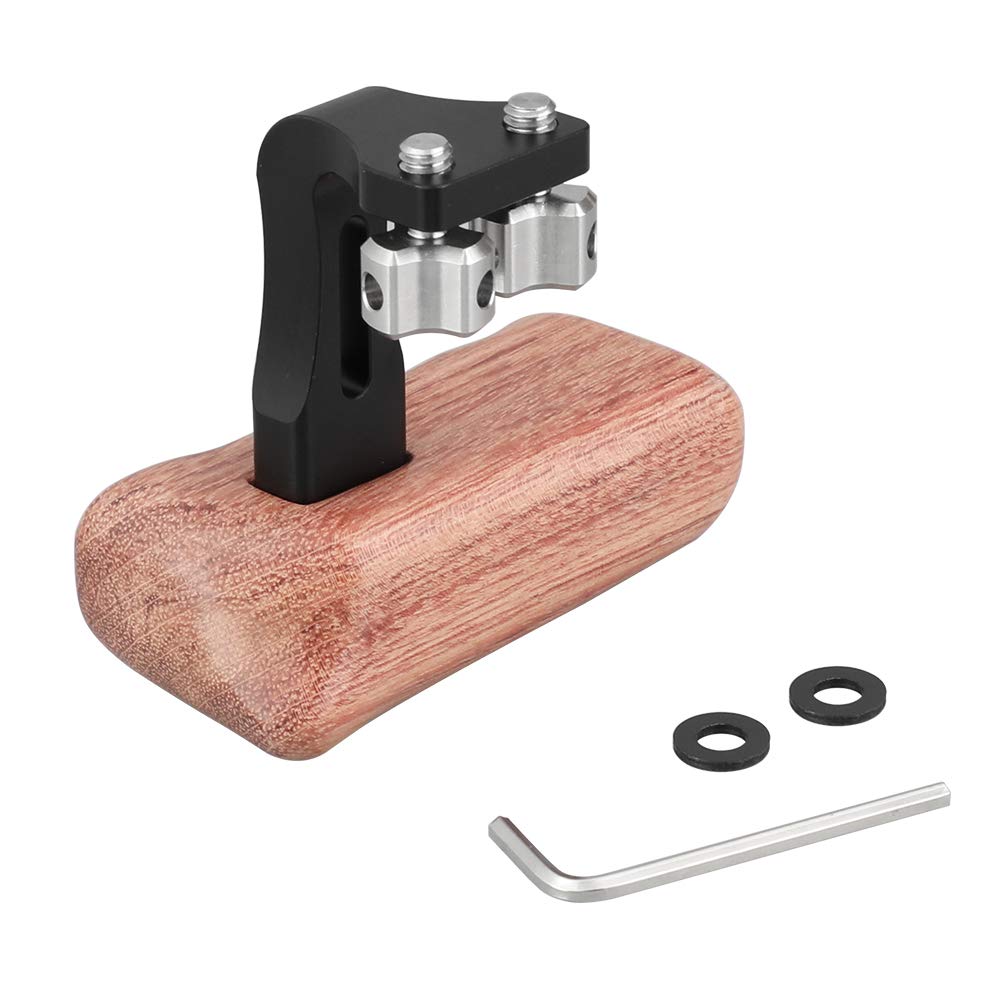 Camvate Wooden Handle Grip With 1/4"-20 Thumbscrew Knob For Dslr Camera Cage Rig (Left Hand) - 2218