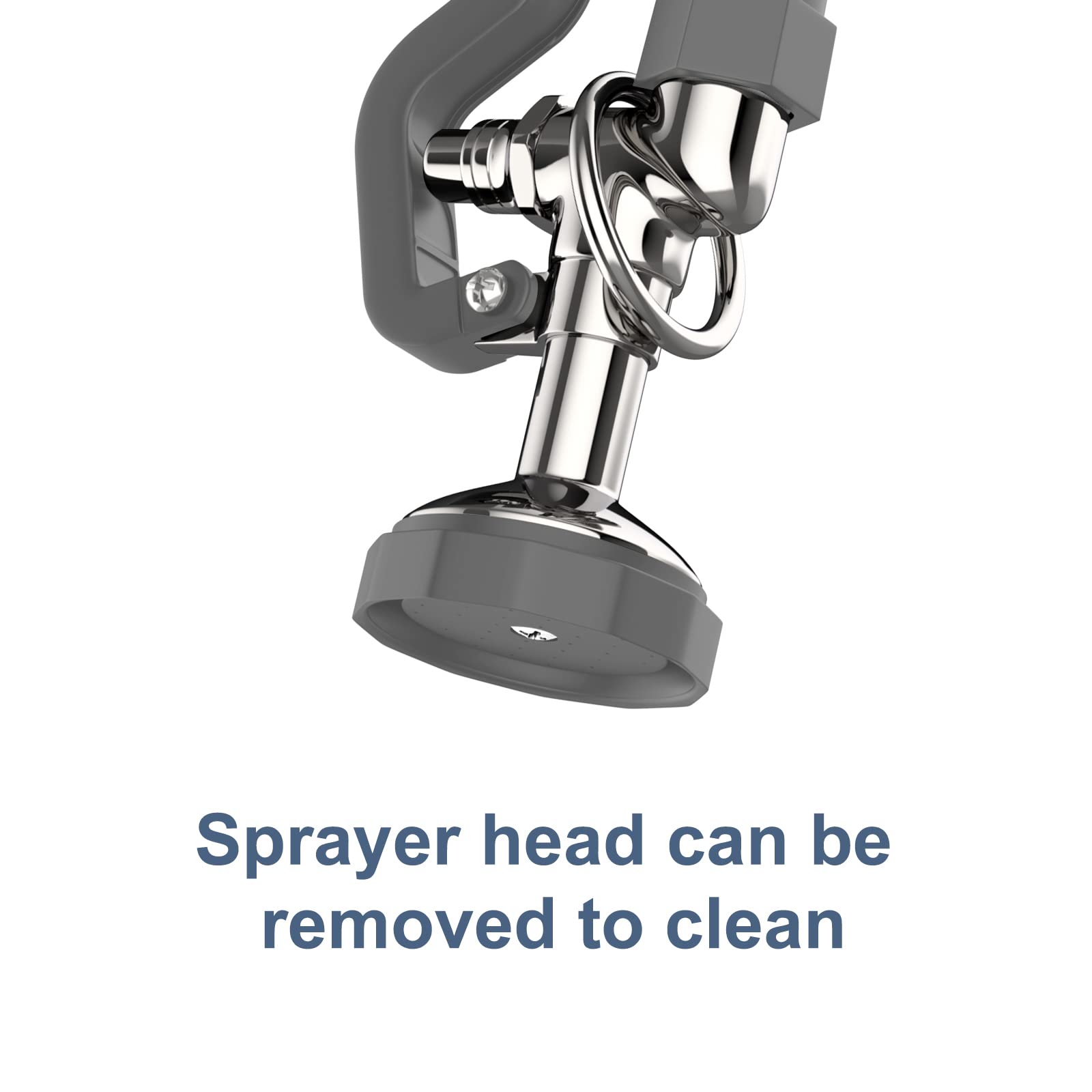 Fauaid Pre Rinse Sprayer Commercial Sink Sprayer Head,1.42Gpm Spray Valve Dish Sprayer Nozzle With Ergonomic Handle, Commercial Faucet Parts For Commercial Kitchen Sink,Chrome Finished(Gray)
