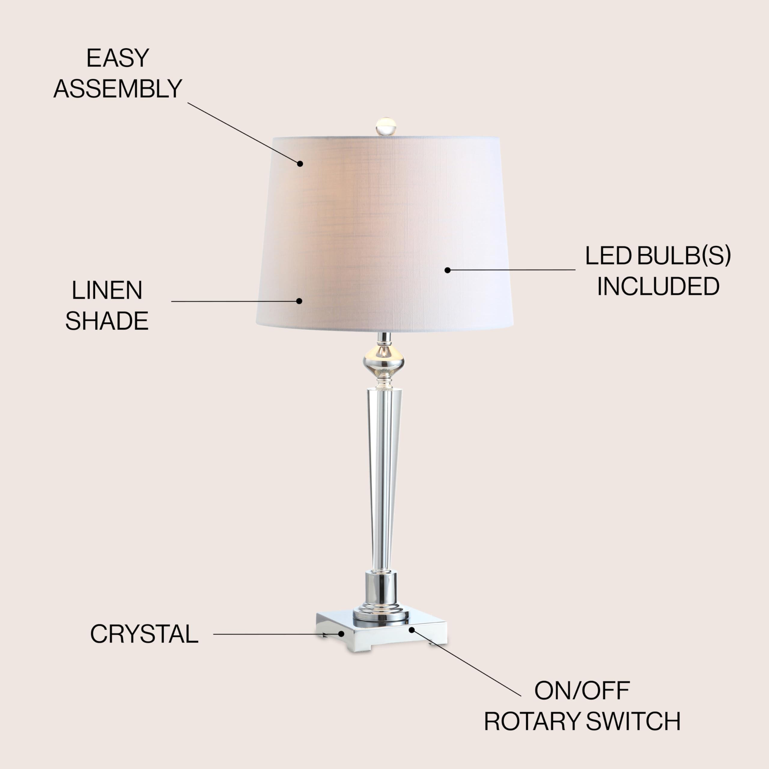 Jonathan Y Jyl2051A Foster 28.25" Crystal Led Table Lamp Traditional French Country Bedside Desk Nightstand Lamp For Bedroom Living Room Office College Bookcase Led Bulb Included, Clear