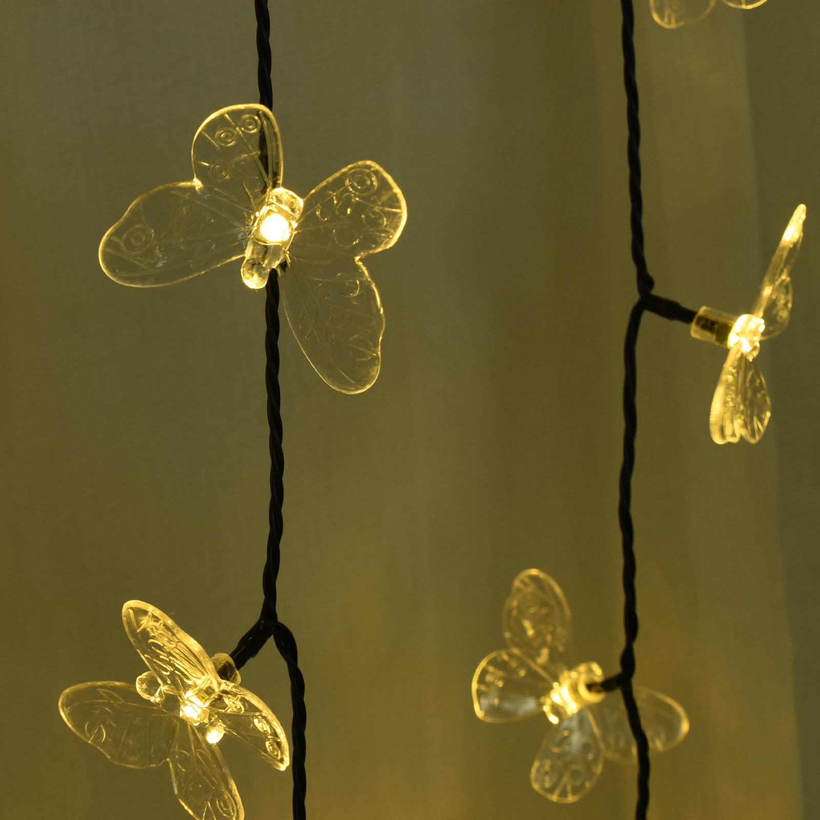 Eluteng Outdoor String Lights 100 Led 39.4Ft Solar Lights Outdoor Waterproof With 8 Lighting Modes Decorative Butterfly Solar Powered Patio Lights For Garden Yard Balcony Porch Wedding Party Decor