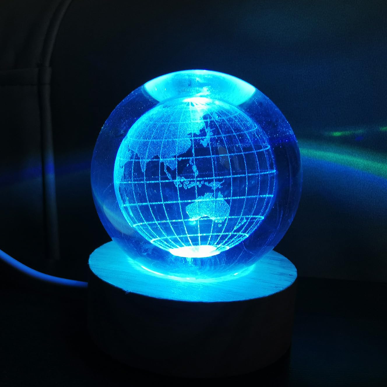 Zabalar Color Changing Table Lamp With Remote,3D Crystal Earth Ball Light With Colorful Led Light Base,Valentine'S Day ,Unique For Kids,Girlfriend,Mother And Friends