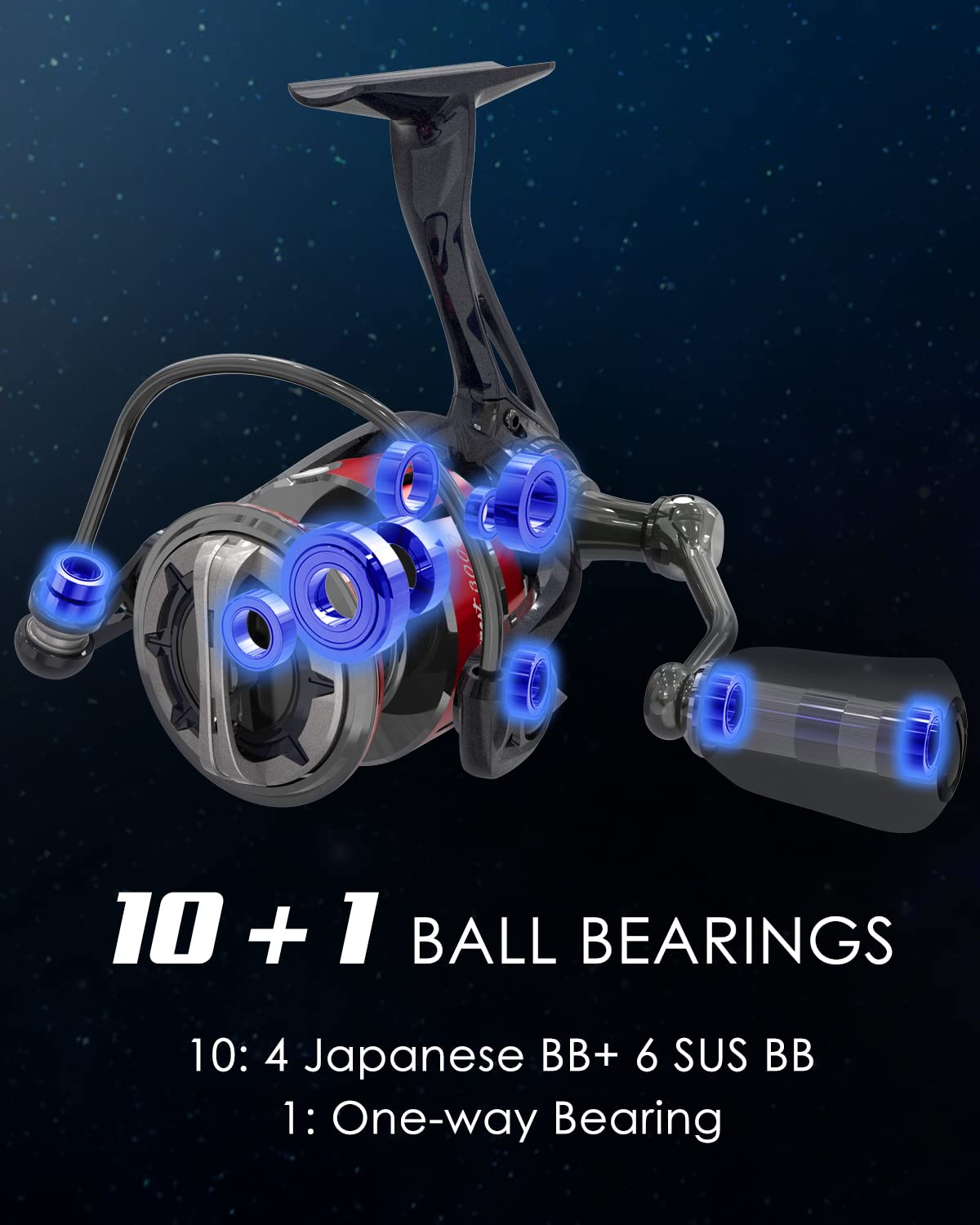 Tempo Expert Spinning Reels, Ultralight Magnesium Body Fishing Reel With Super Smooth 10+1 Bb, 41Lbs Carbon Fiber Drag Max, Aluminum Handle, 6.2:1 Gear Ratio For Freshwater Catfish Bass, Red