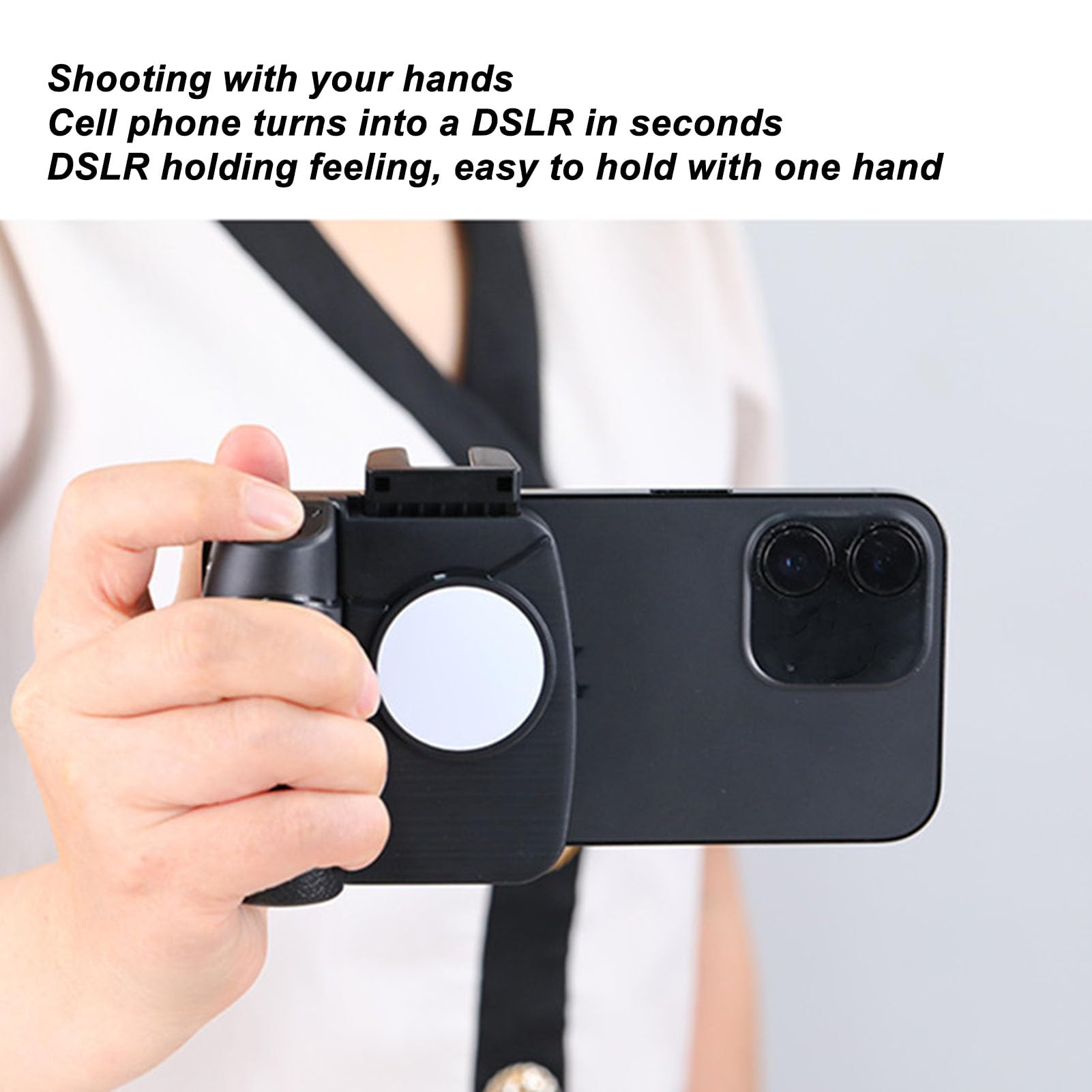 Gowenic Camera Shutter Grip, Anti Shake Smartphone Handle With Smart Fill Light, Long Life Period, For Wide Compatibility (Black)