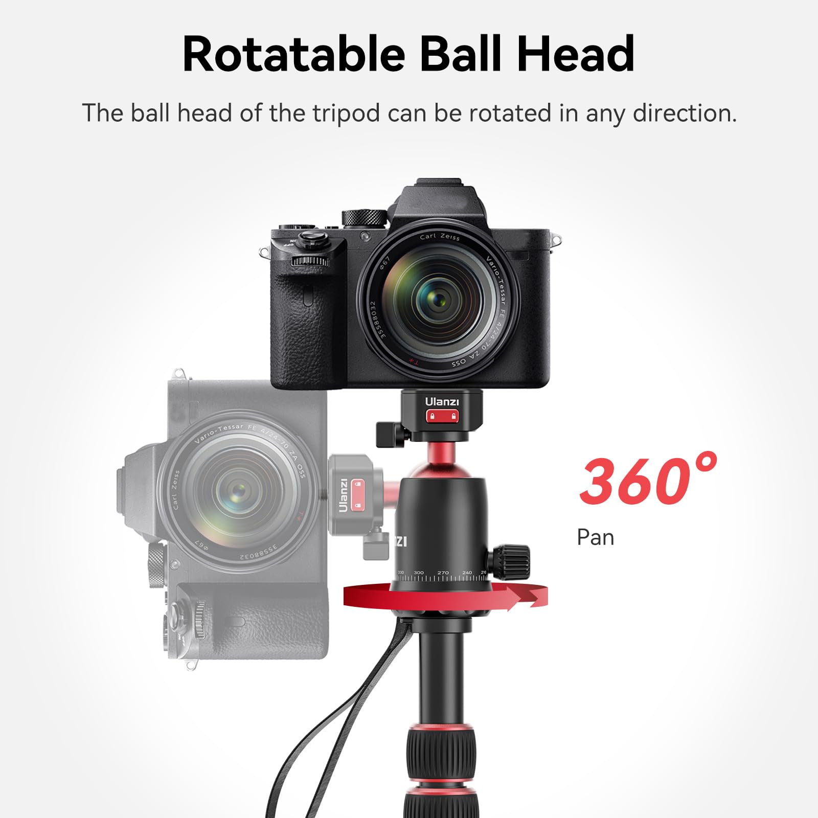 Ulanzi Tt31 Claw Quick-Release Camera Tripod, 72.4" Foldable Aluminum Tripod & Monopod, 360°Ball Head Detachable & Qr Plate W 180°Revertible Legs, Payload 33Lb, Adjustable Height From 23.62" To 72.44"