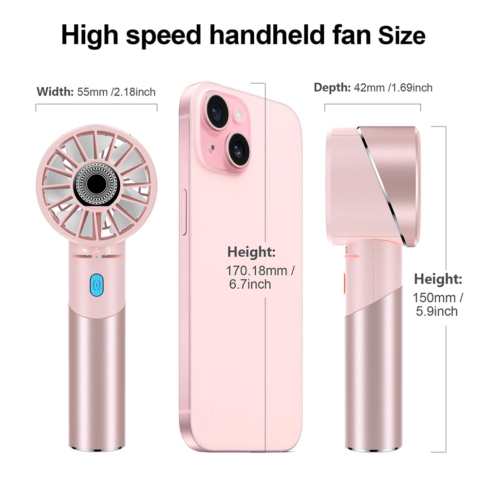 Handheld Fan, Mini Small Portable Turbo Fan, Usb Type-C Rechargeable With 4 High Speeds Personal