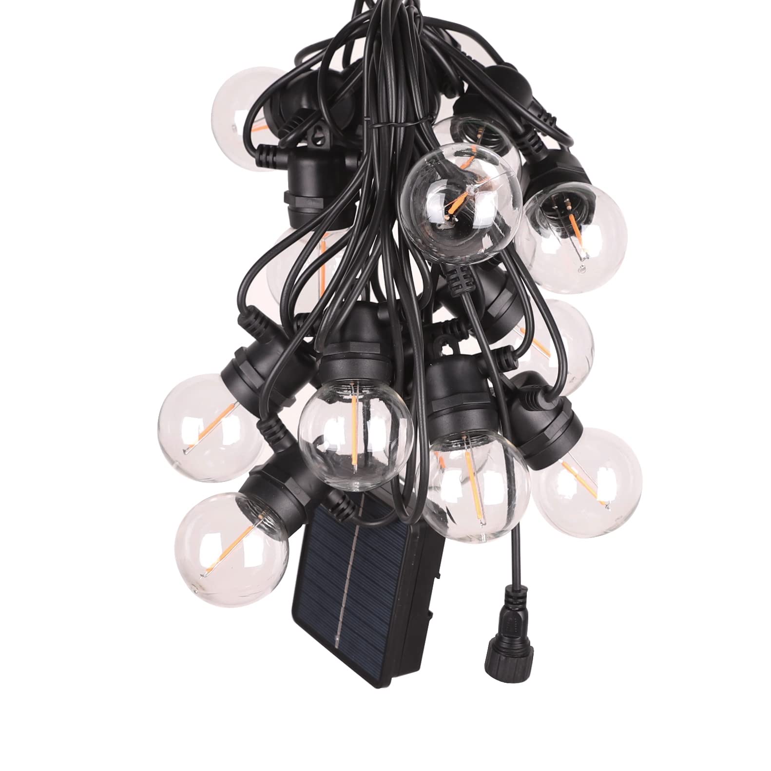 Zhongxin Solar String Lights Outdoor, 20Ft Patio Solar Outdoor Lights With 15 Waterproof & Shatterproof Solar Powered G50 Globe Led Lights Bulbs For Backyard, Porch, Garden, Pool, Party, Camping (G50 Bulb)