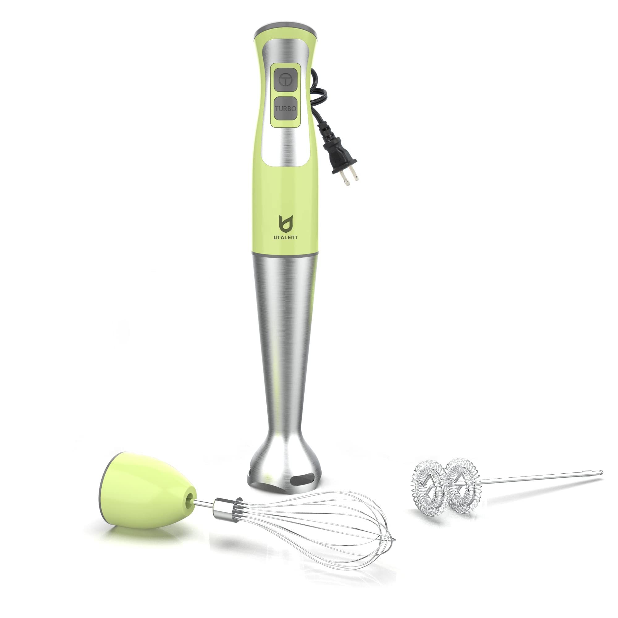 Utalent Immersion Hand Blender, 3-In-1 8-Speed Stick Blender With Milk Frother, Egg Whisk For Coffee Milk Foam, Puree Baby Food, Smoothies, Sauces And Soups Green