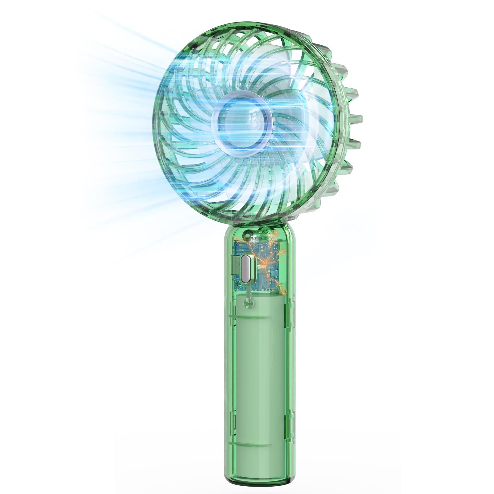 Portable Mini Handheld Fan,Transparent Design Small Fan Adjustable Usb Rechargeable 3 Speed Powerful - Koospark