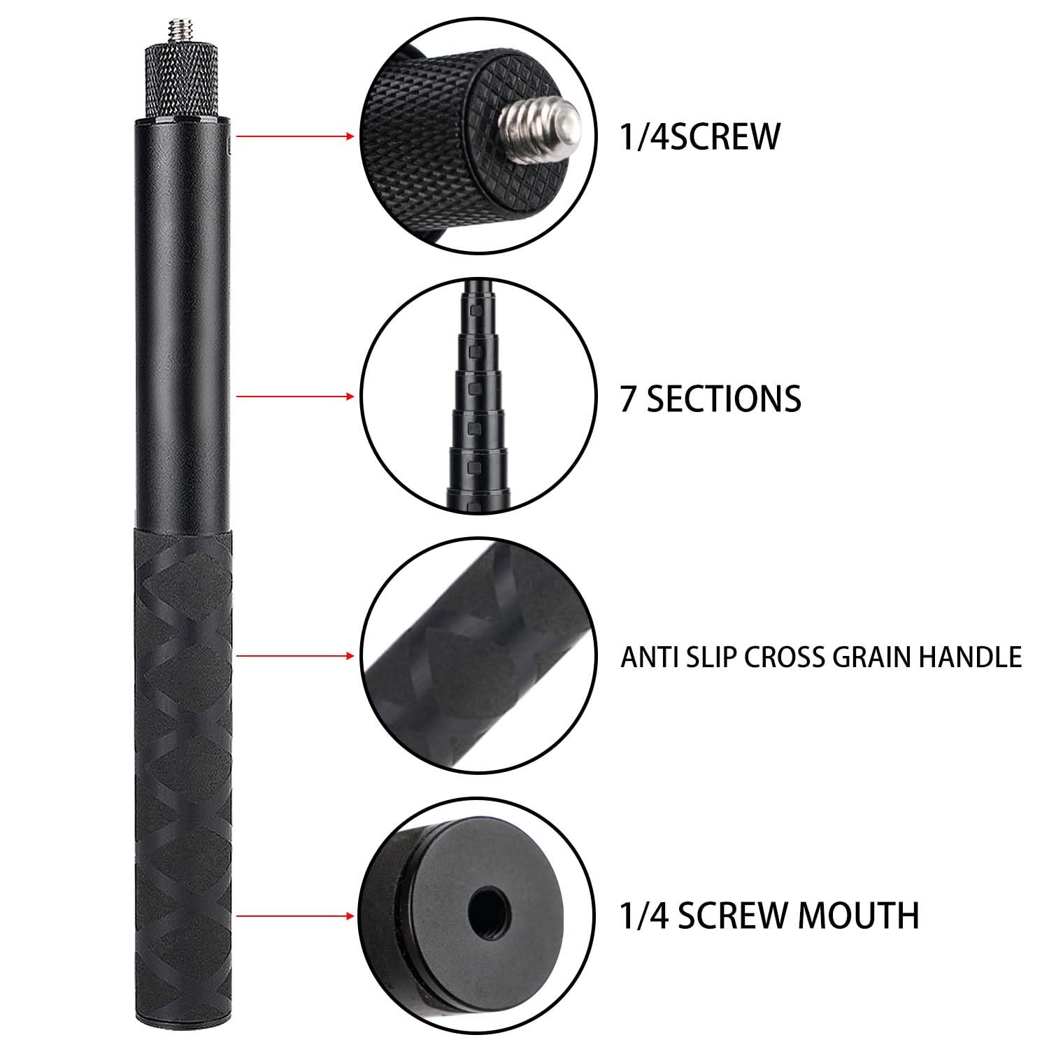 Loiezuir 120Cm Bullet Time Handle For Insta360 X3,One Rs,Go 2,One X2,One R,One X,One Gopro Hero Sport Camera Handle Fold Bullet Time Selfie Handle