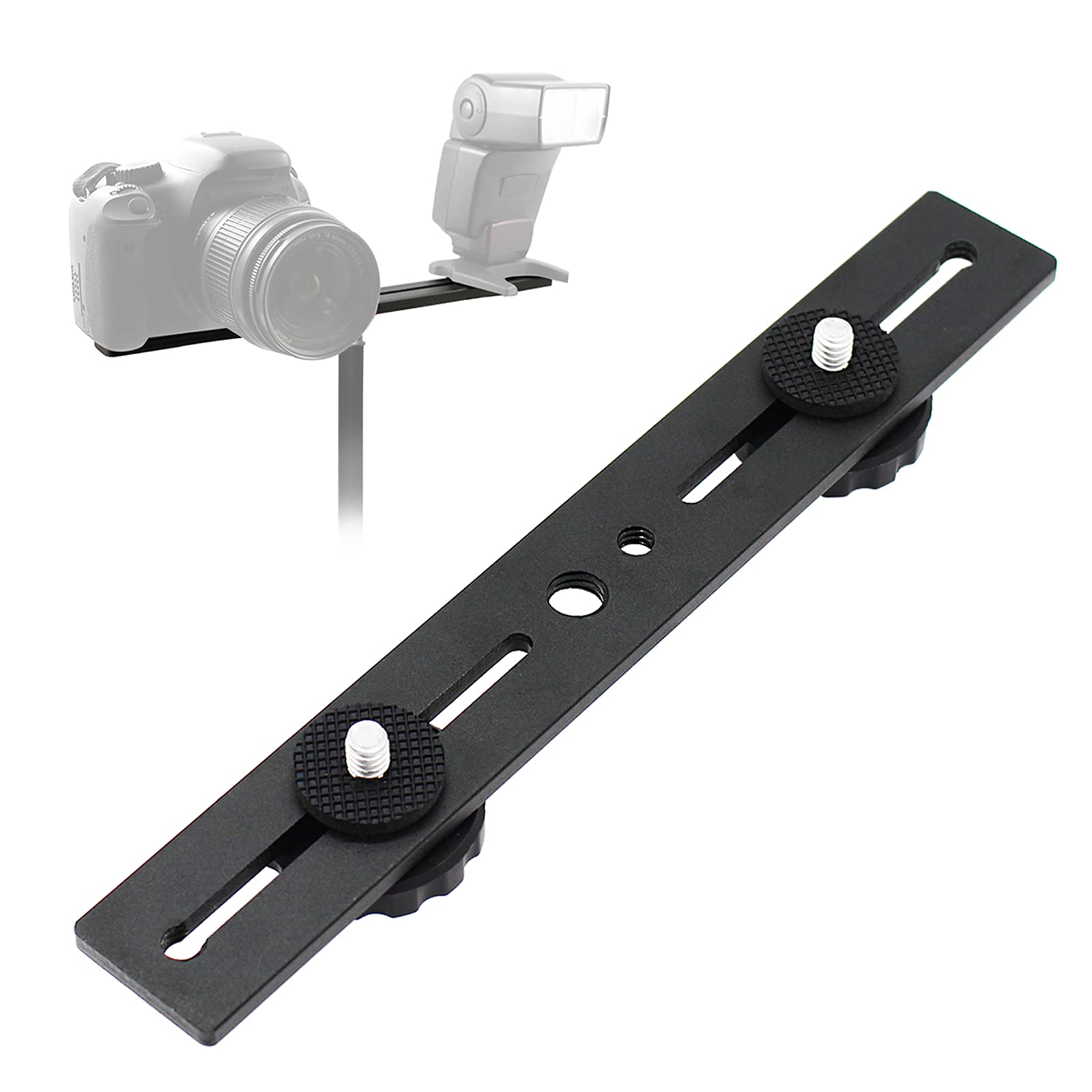Zeetain 8"/20Cm Dual Speedlite Camera Mount Tripod Bracket Flash Extension Bar, Led Video Light, Dslr Flash Light