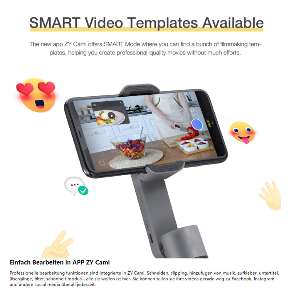 Ashata Handheld Stabilizer, Gray Rotating Storage Folding Vlog Stabilizer Antishake Ballhead Stabilizer For Live Broadcast And Short Video