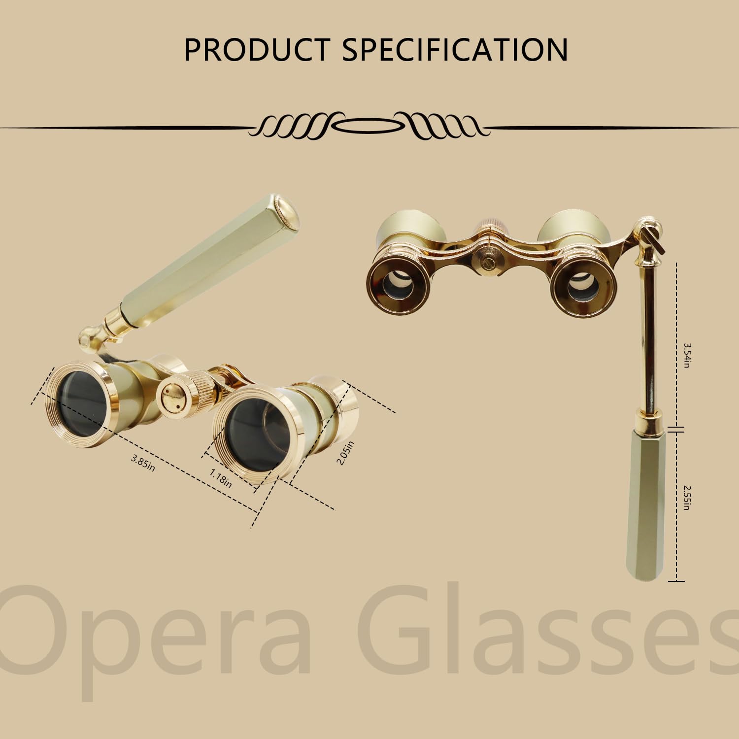 Blackice Theater Binoculars, Opera Glasses For Women, 3X25 Mini Binocular Compact With Adjustable Handle For Adults Kids In Concert Theater Opera (Golden With Handle)