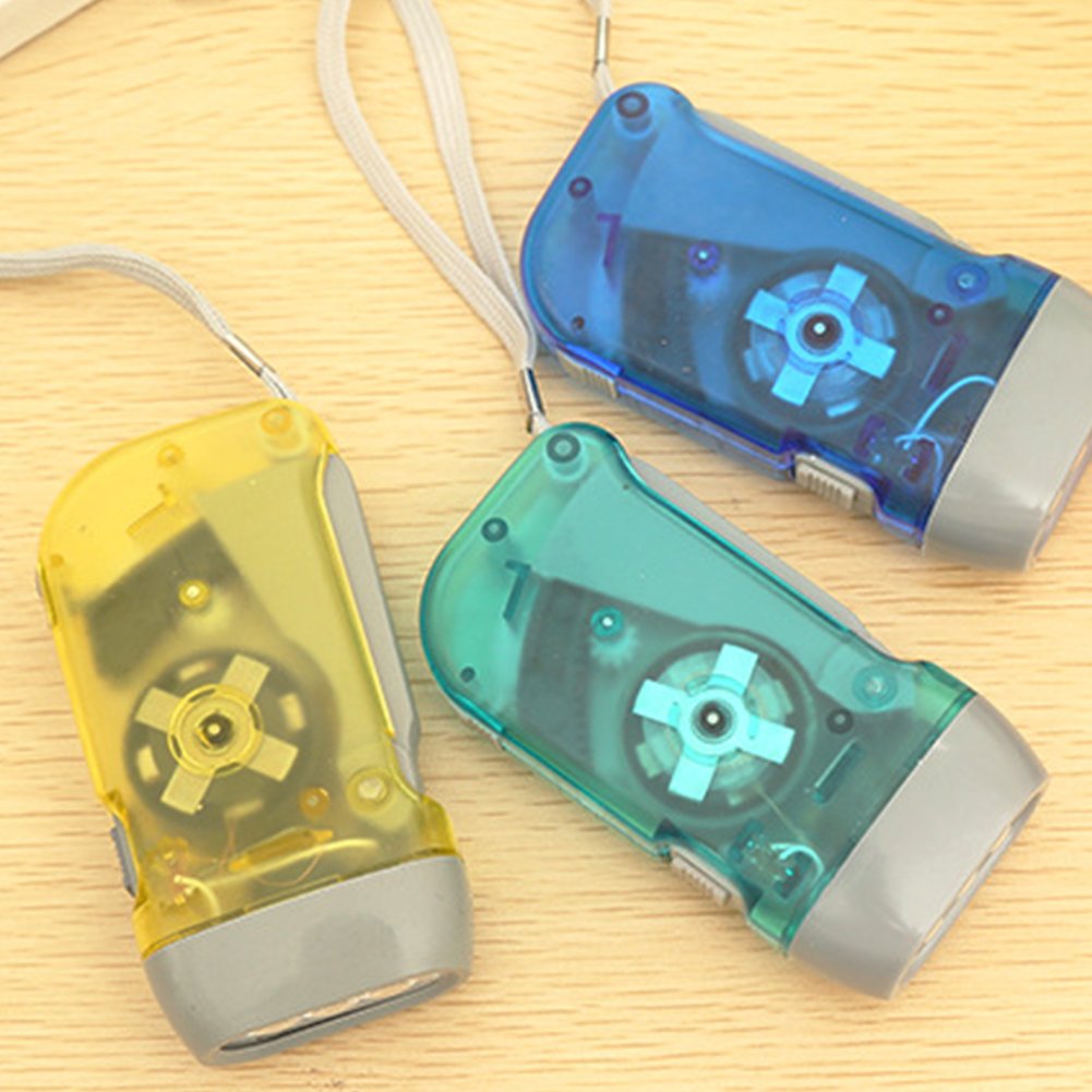 Cfopiryx Flashlight, 3 Led Hand Press Torch, Battery- Flashlight (Blue)