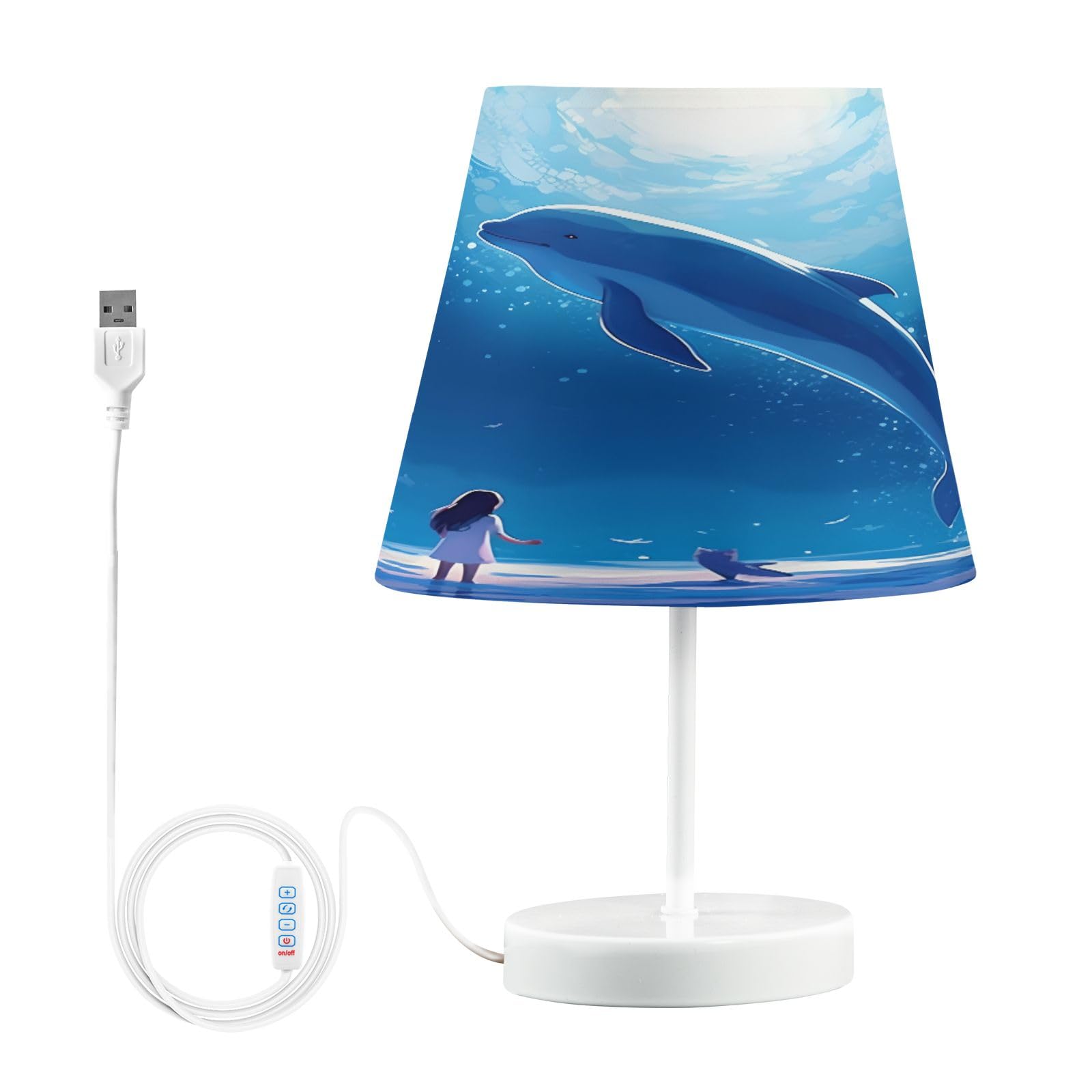 Bolaz Dolphin Table Lamp For Bedroom, 3 Colors Nightstand Light Lamp With Led Bulb Bedside Lamps For Living Room Desk, S