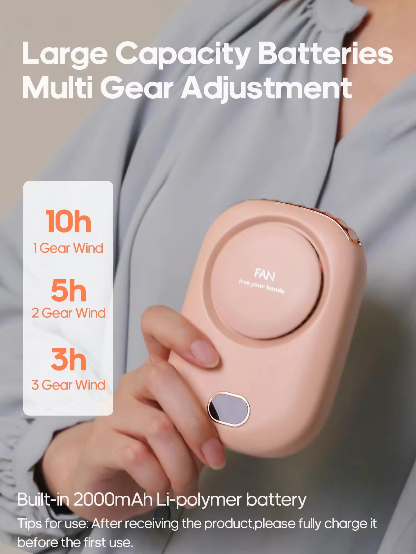 Portable Fan Rechargeable Waist Fan Battery Operated Hands-Free Wearable Fan With Strong Airflow