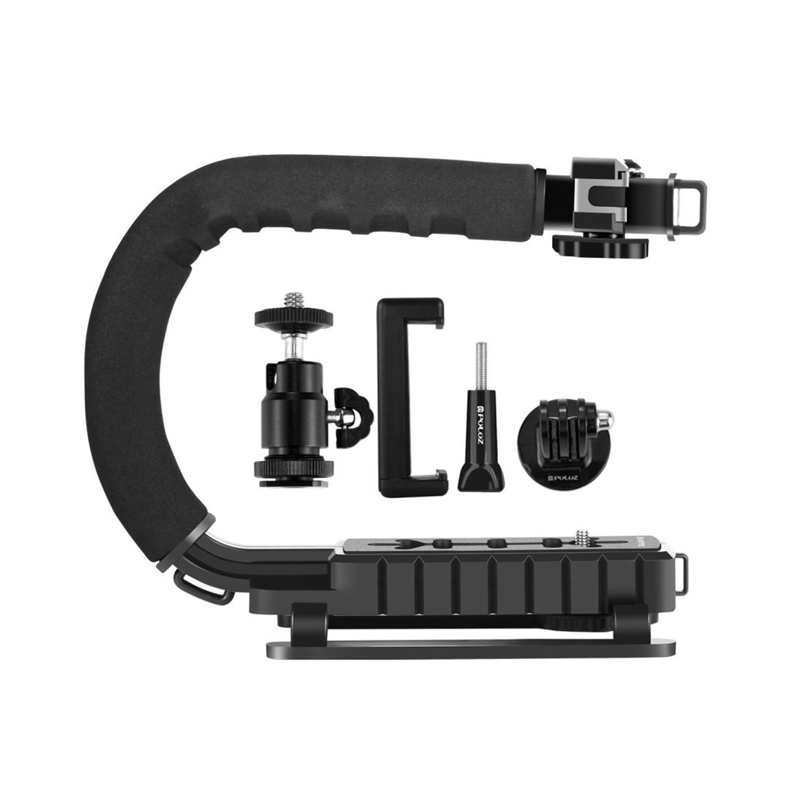 Caruner U/C Shape Portable Handheld Camera Bracket Stabilizer With Cold Shoe Tripod Head Phone Clamp Long Screw For Slr Dslr Cameras