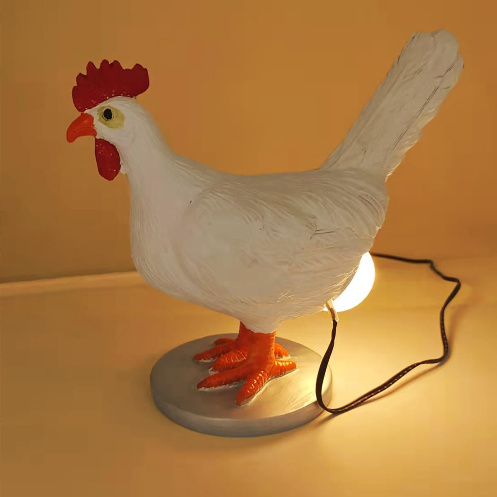 Qwlwbu Chicken Egg Lamp Lifelike Resin Chicken Egg Night Light,3D Hen Laying Egg Lamp Chicken Led Table Lamps With Usb Bedside Lamp,Easter Christmas Birthday Present For Friends