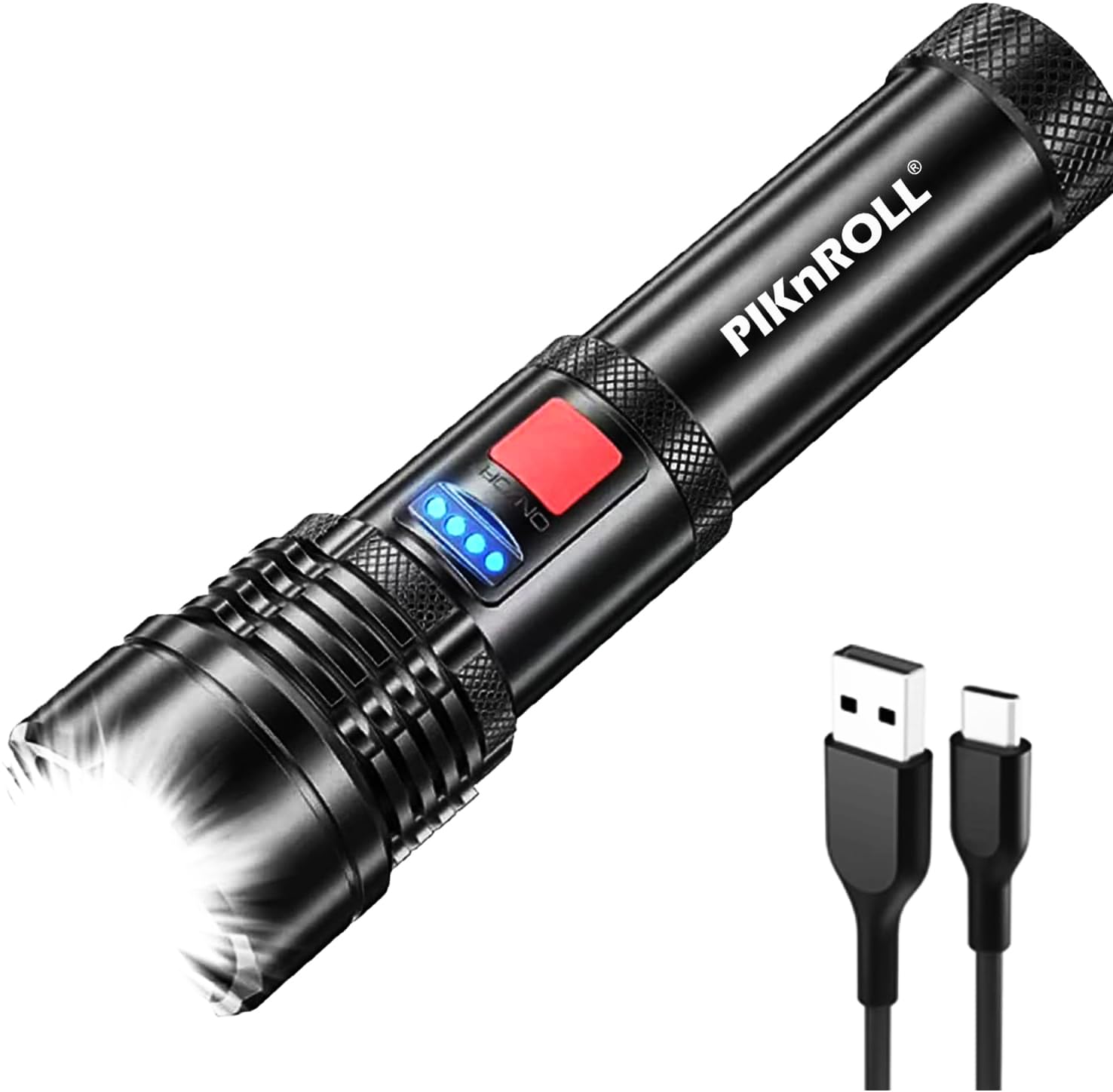 Piknroll T5 Flashlights Rechargeable 3500 High Lumens, Super Bright Pocket Flashlights 5 Modes, Powerful Flashlight Usb-C Rechargeable, Compact Led Flashlight Waterproof For Home, Outdoor